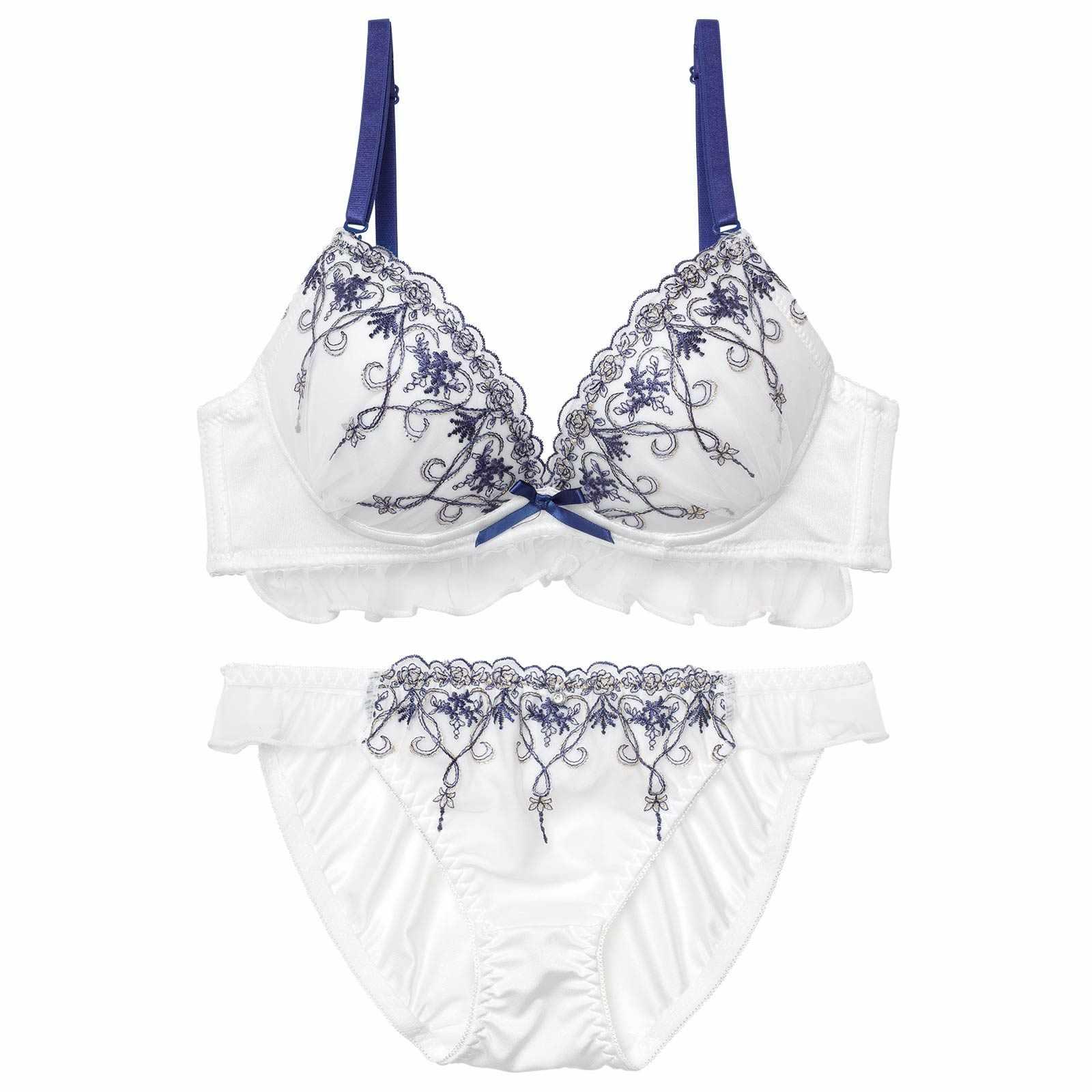 フリルチュールダマスクハートブラジャー&フルバックショーツ - 【公式】247Lingerie