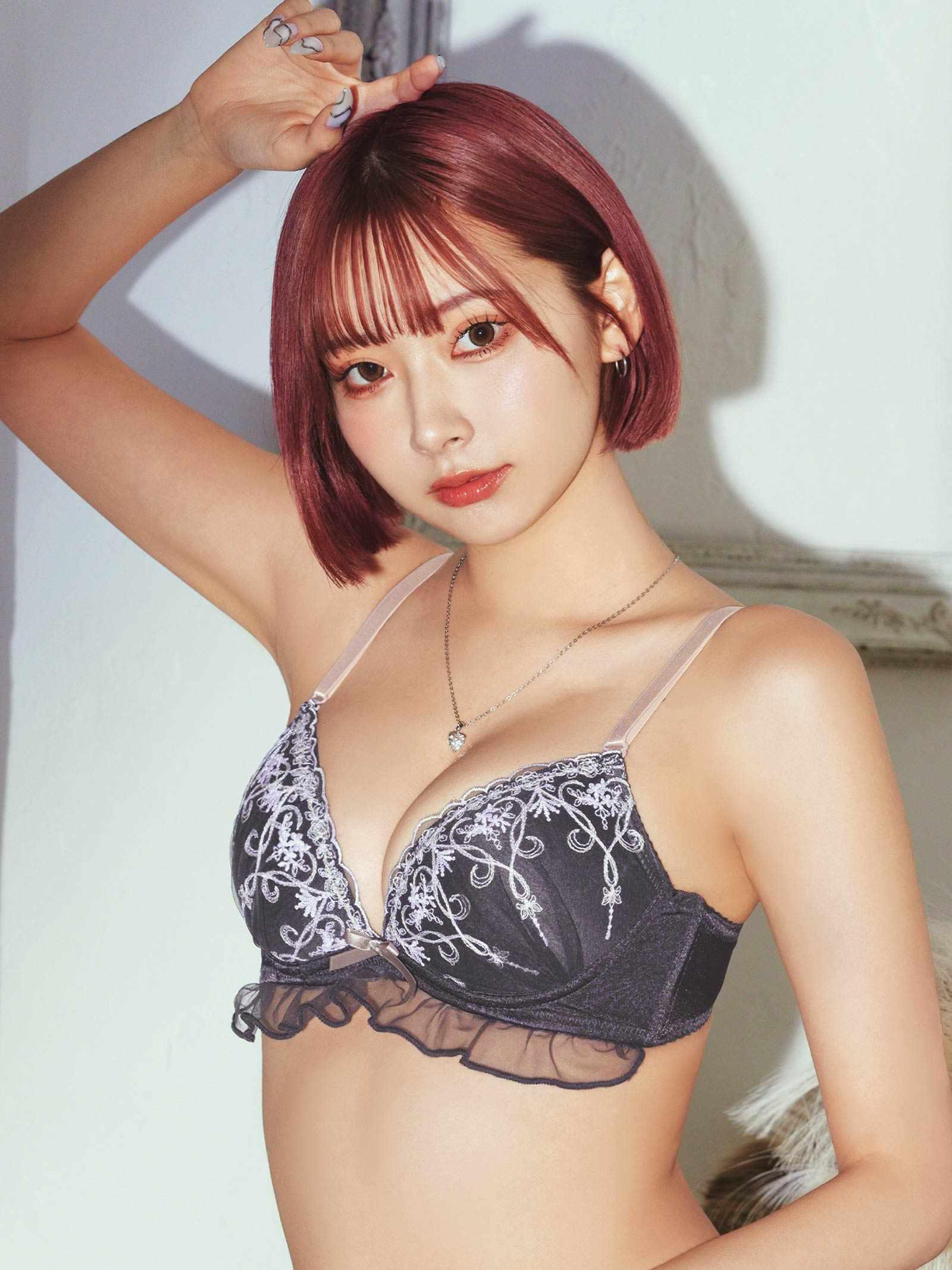 フリルチュールダマスクハートブラジャー&フルバックショーツ - 【公式】247Lingerie