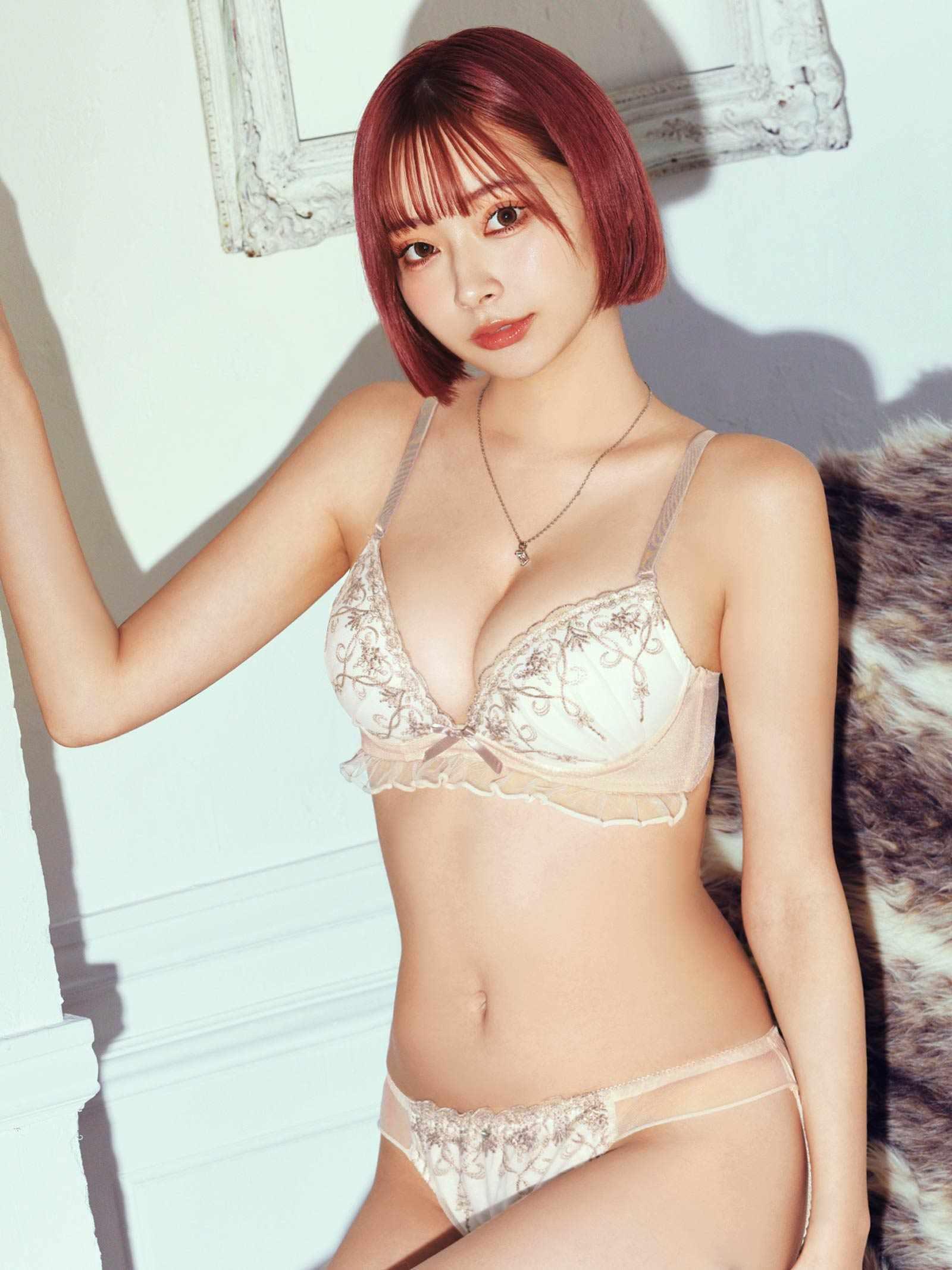 フリルチュールダマスクハートブラジャー&フルバックショーツ - 【公式】247Lingerie