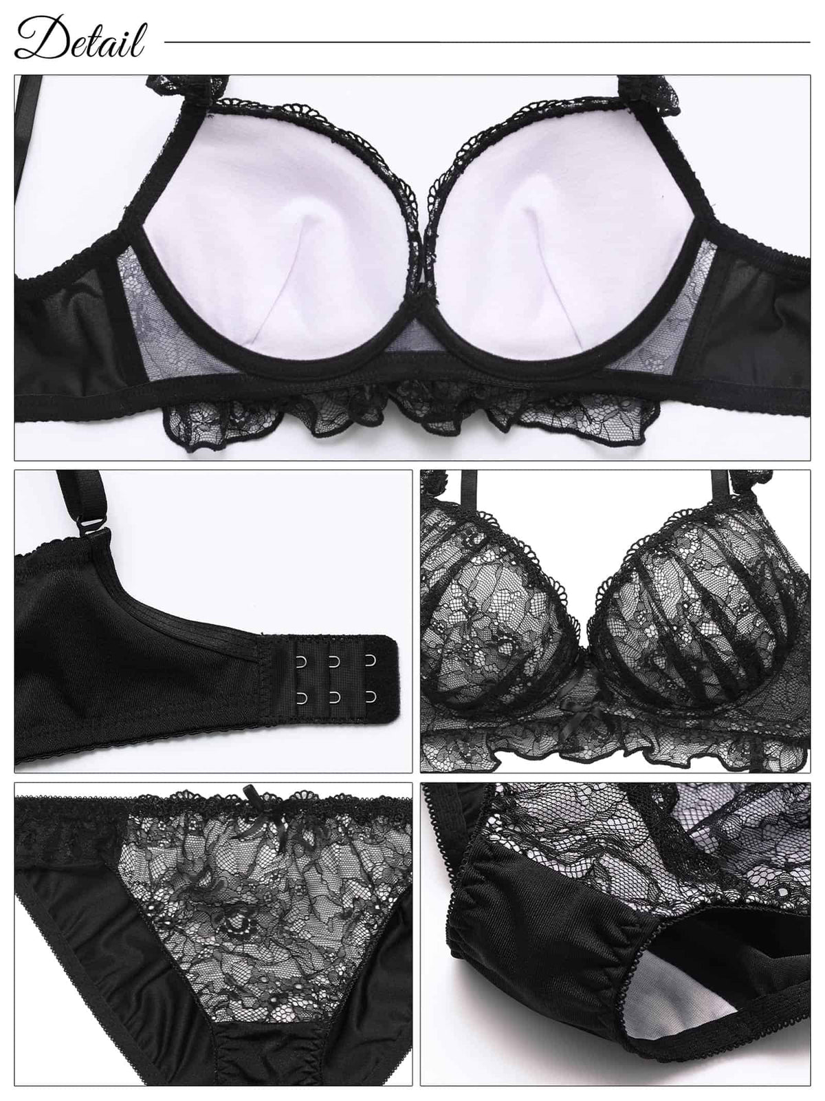 ディープフリルレーシィ育乳脇高ブラジャー&フルバックショーツ - 【公式】247Lingerie