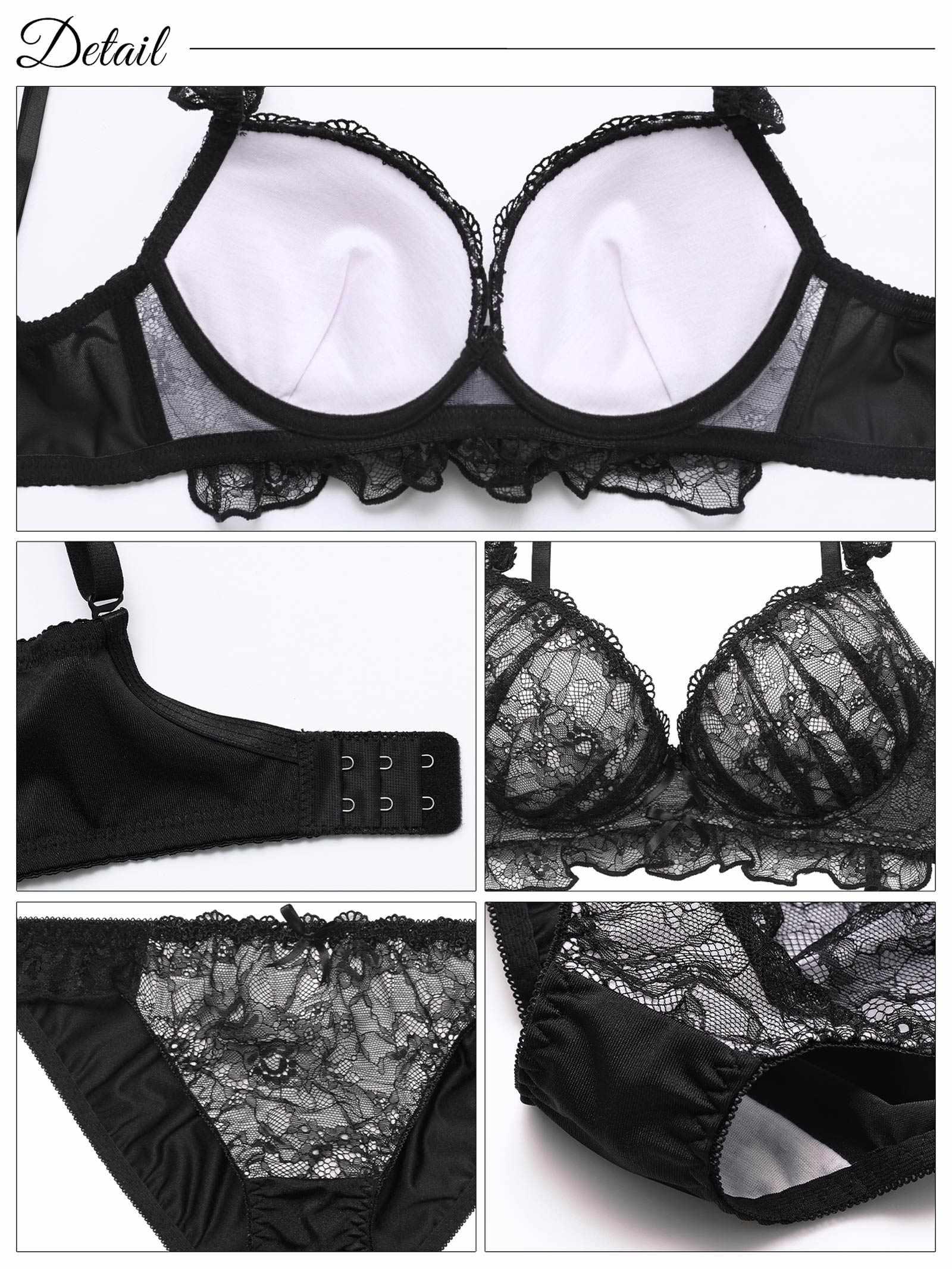 ディープフリルレーシィ育乳脇高ブラジャー&フルバックショーツ - 【公式】247Lingerie