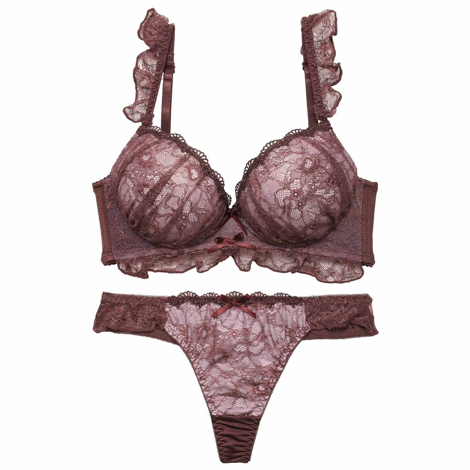 12/12再販!ディープフリルレーシィ育乳脇高ブラジャー&Tバックショーツ