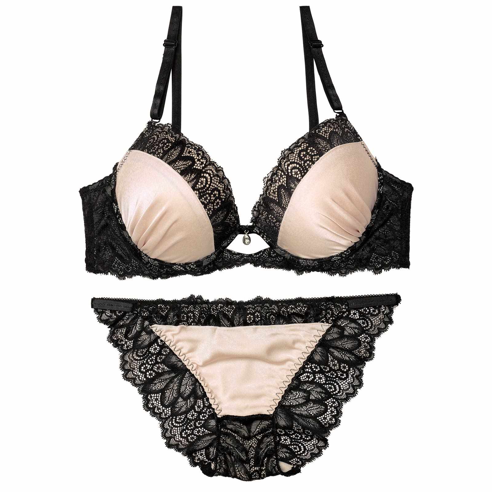 【三上悠亜着用】メロウレーシィマットサテンブラジャー&バック透けフルバックショーツ