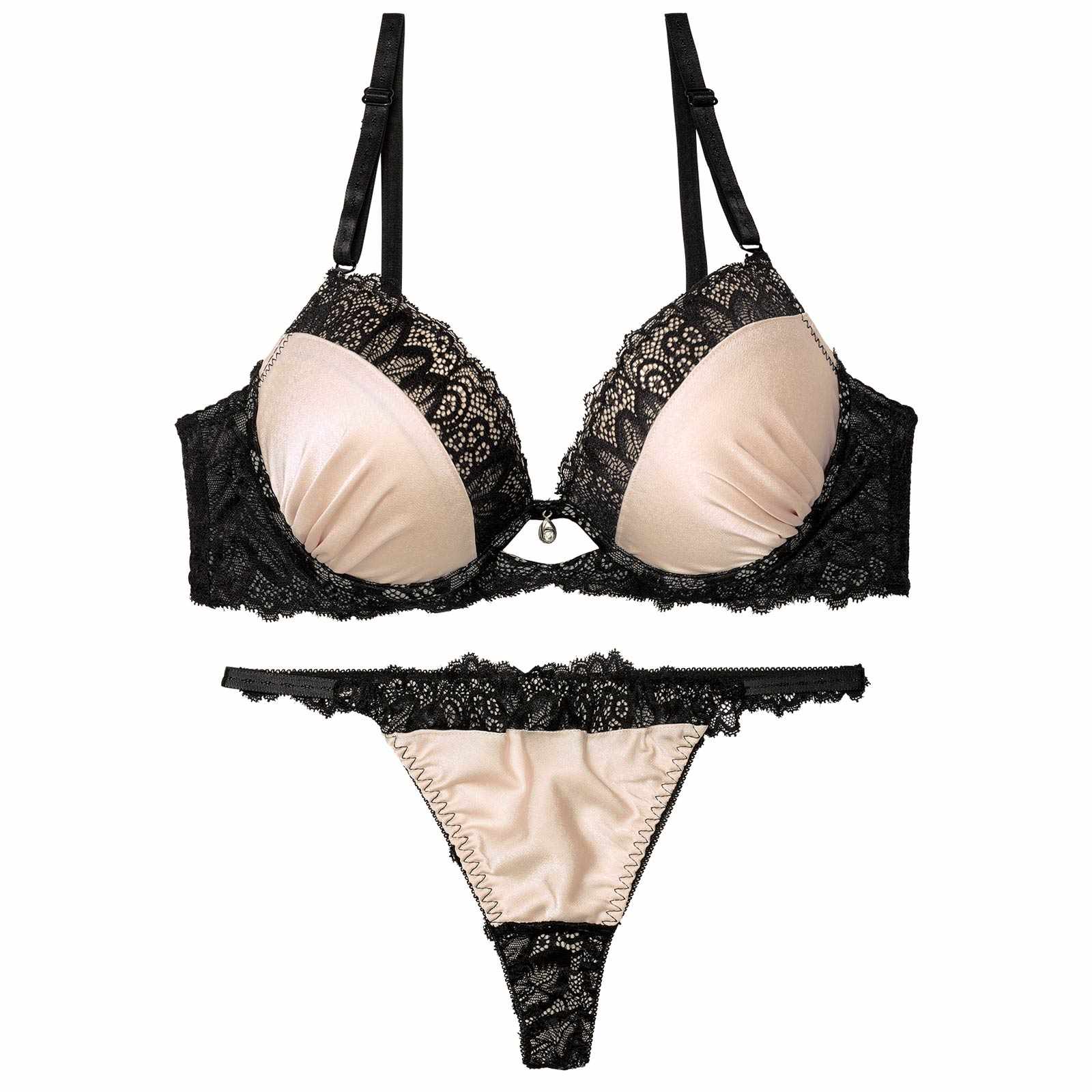 【三上悠亜着用】メロウレーシィマットサテンブラジャー&バック透けTバックショーツ