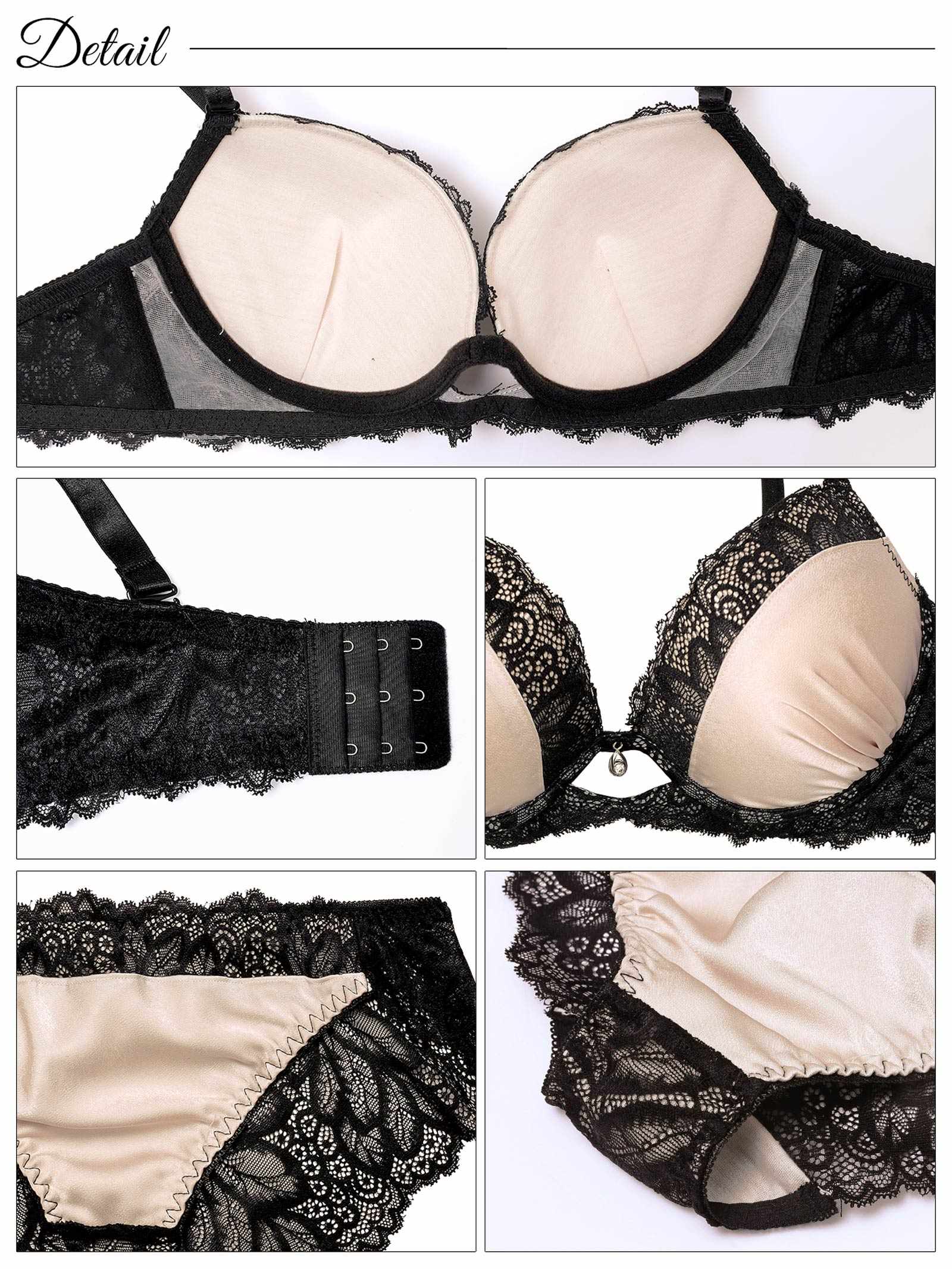 3/19新作!【EFサイズ】メロウレーシィマットサテンブラジャー&フルバックショーツ