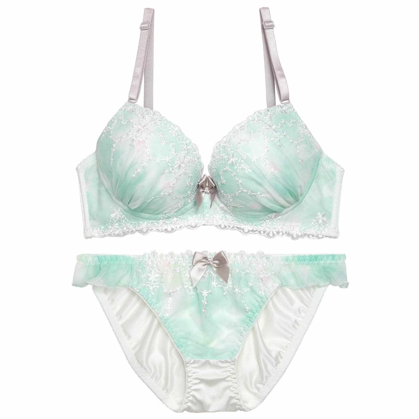 パステルファンシーハートブラジャー&フルバックショーツ