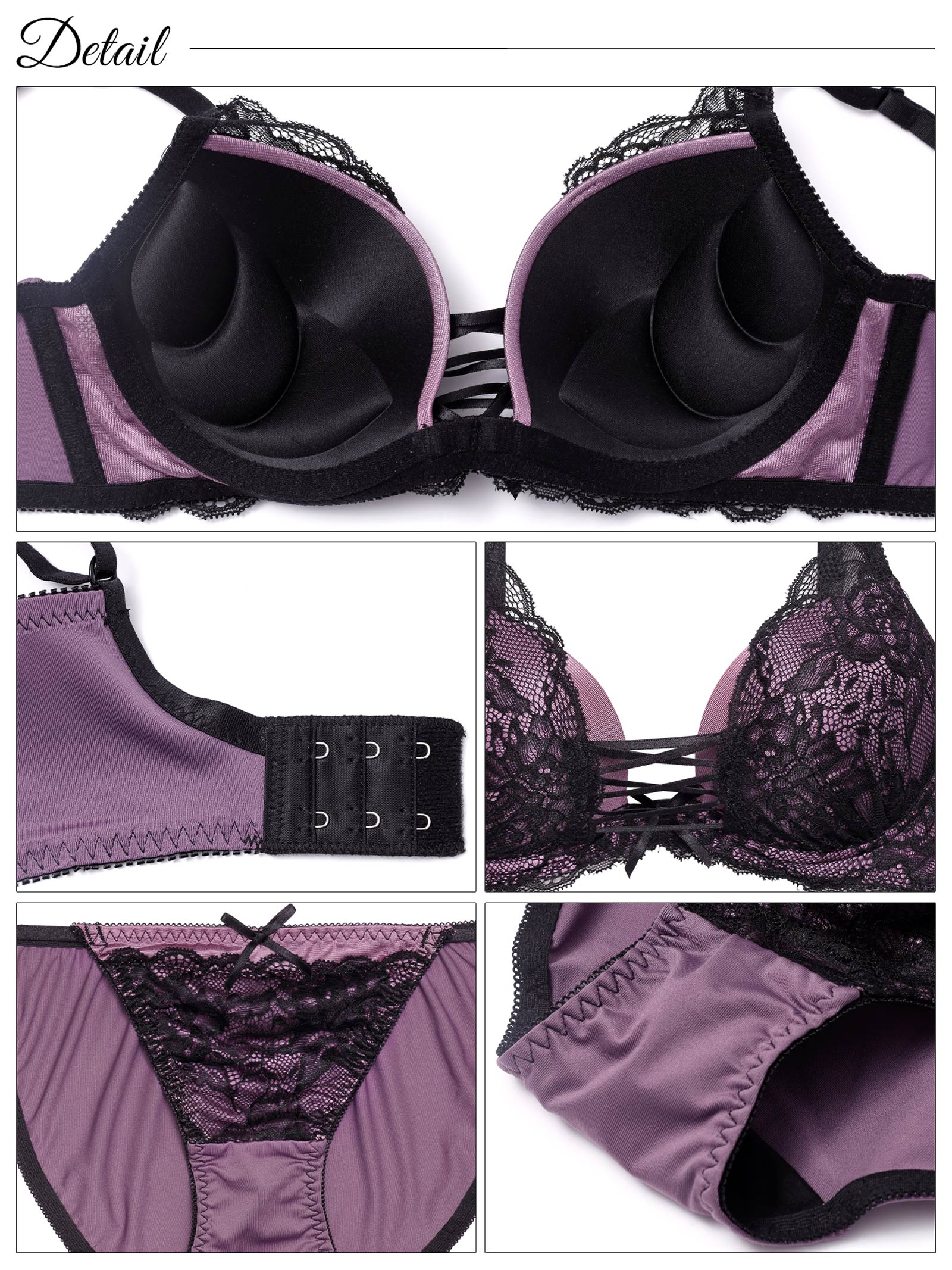 マーベラスシアーレースアップ育乳脇高ブラジャー&フルバックショーツ