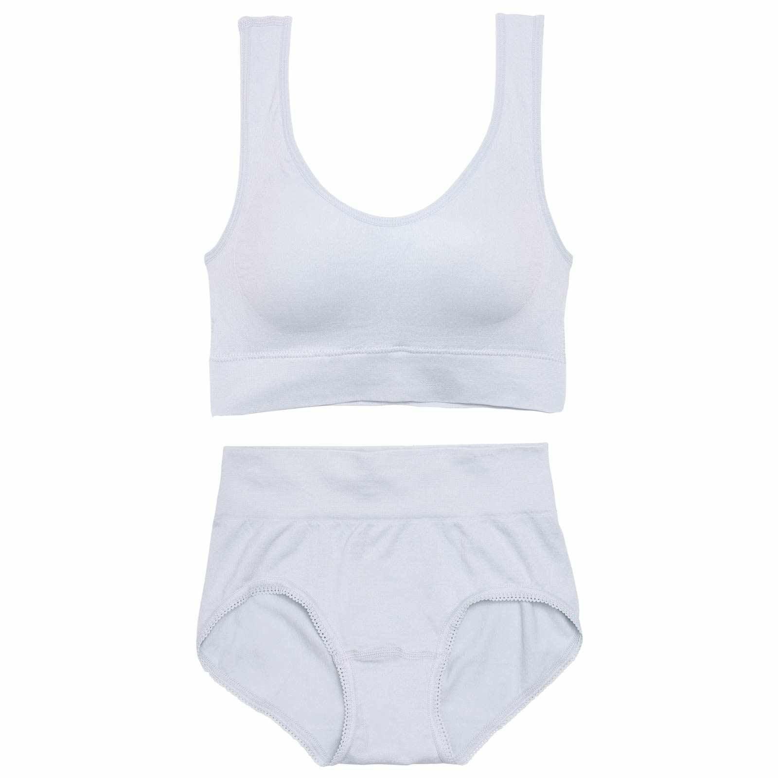 【ノンワイヤー】ワンカラーストレッチスクワランブラジャー&フルバックショーツ - 【公式】247Lingerie