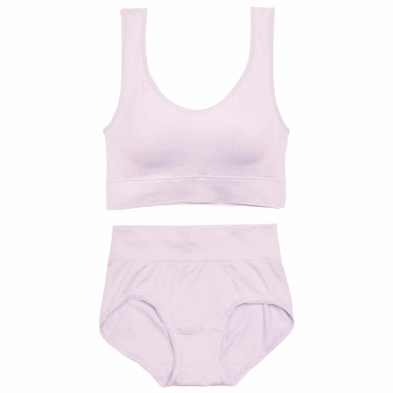 【ノンワイヤー】ワンカラーストレッチスクワランブラジャー&フルバックショーツ - 【公式】247Lingerie