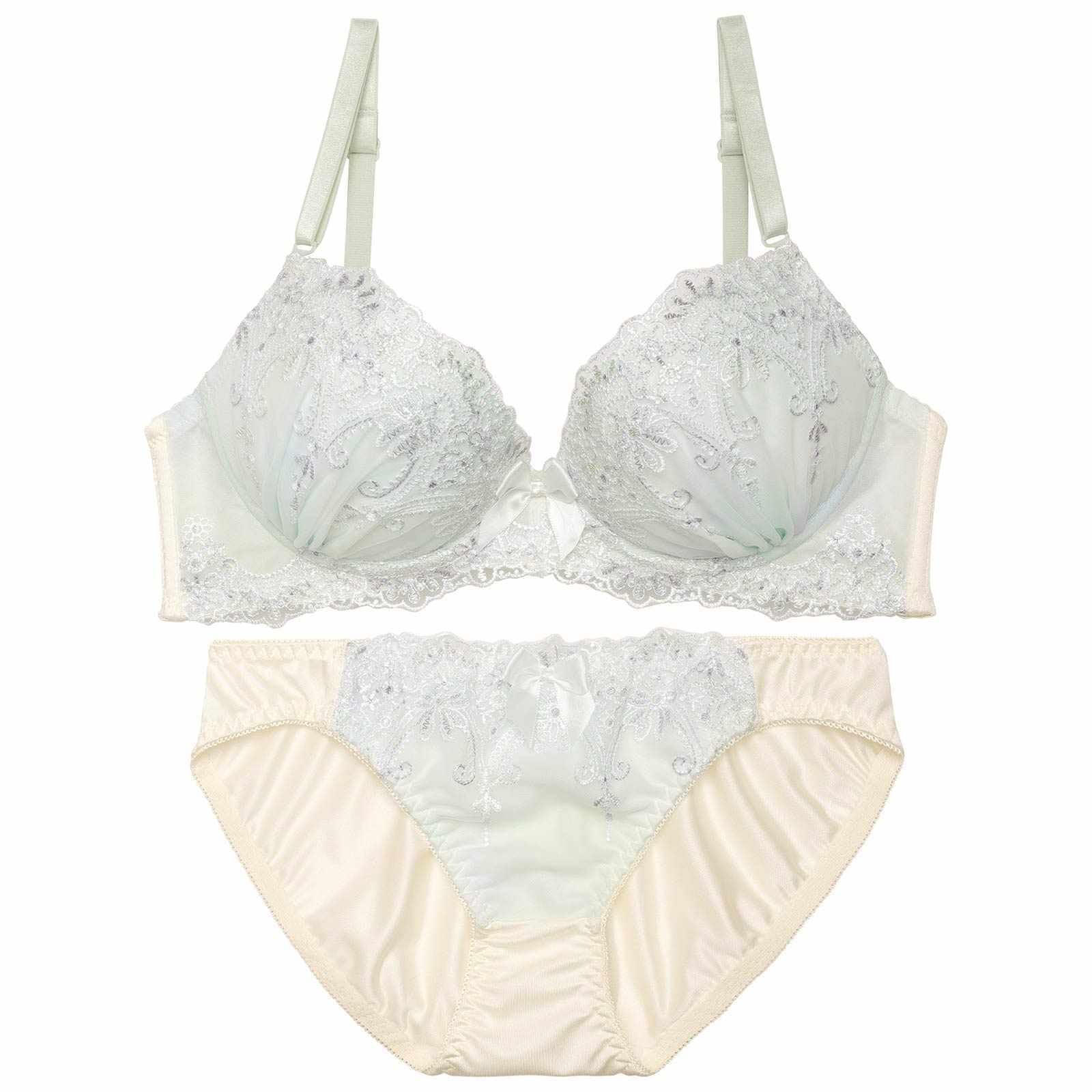 ファンシーラメチュールレースブラジャー&フルバックショーツ