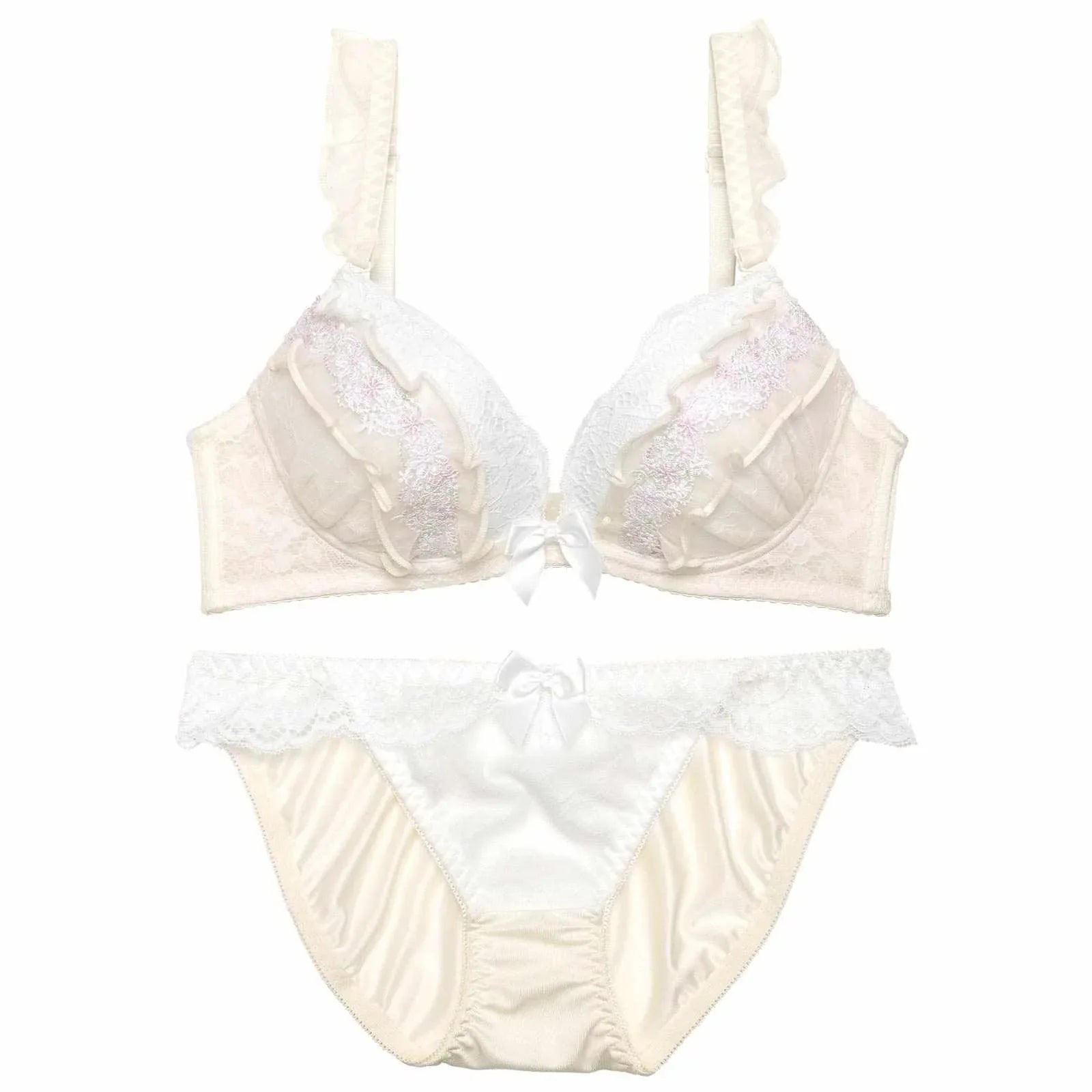 キューティフルーレットフリルブラジャー&フルバックショーツ - 【公式】247Lingerie