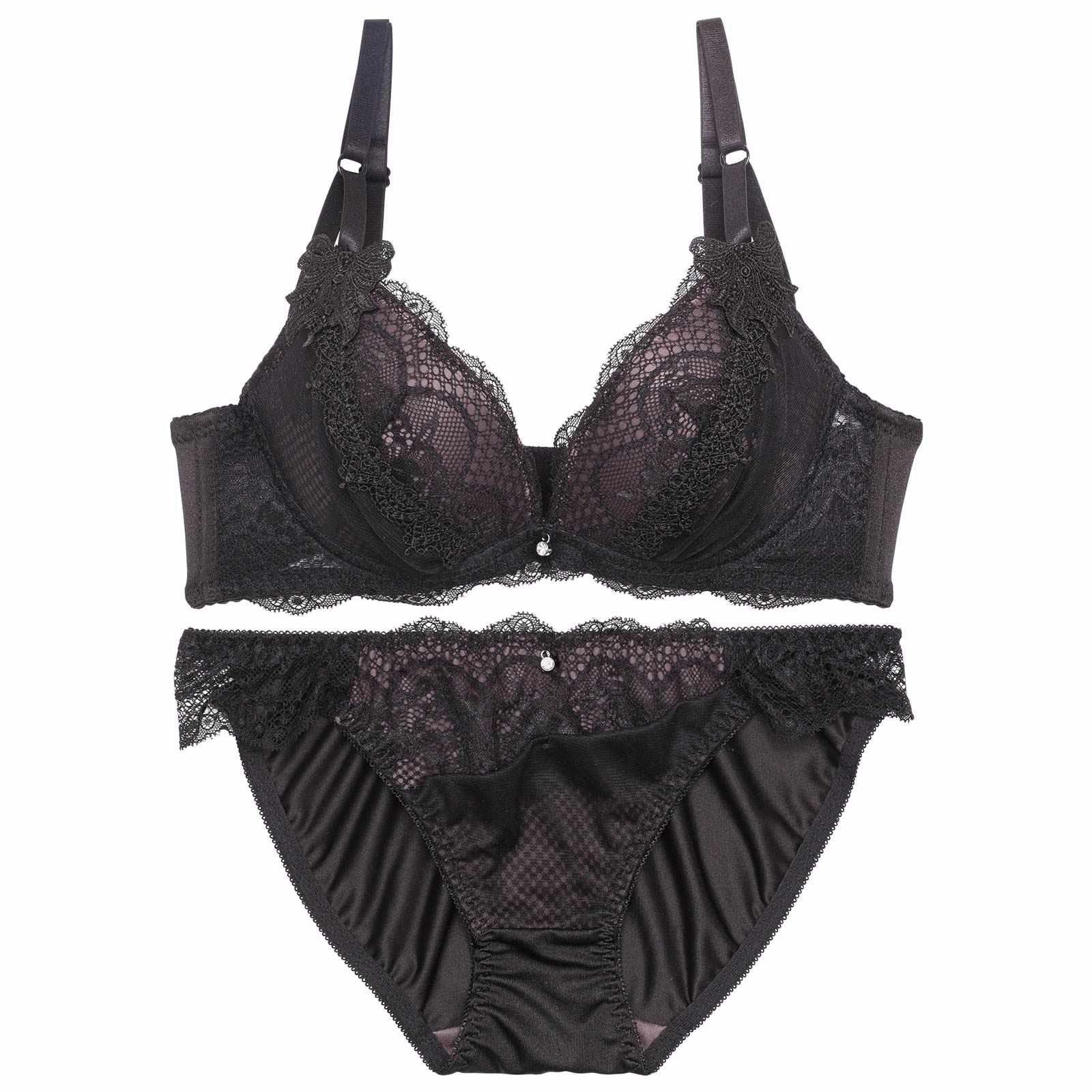 ロイヤルリボンレースブラジャー&フルバックショーツ