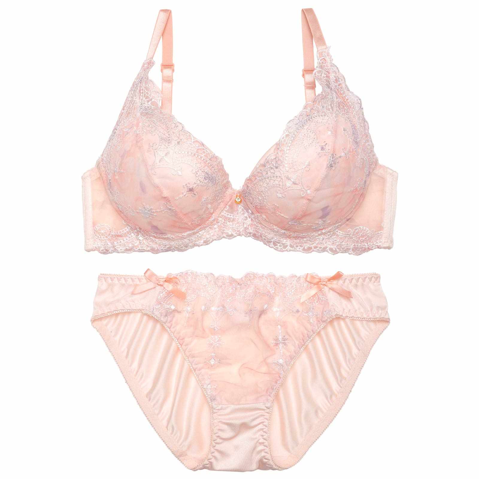 【EFサイズ】パステルアーチフローラルブラジャー&フルバックショーツ