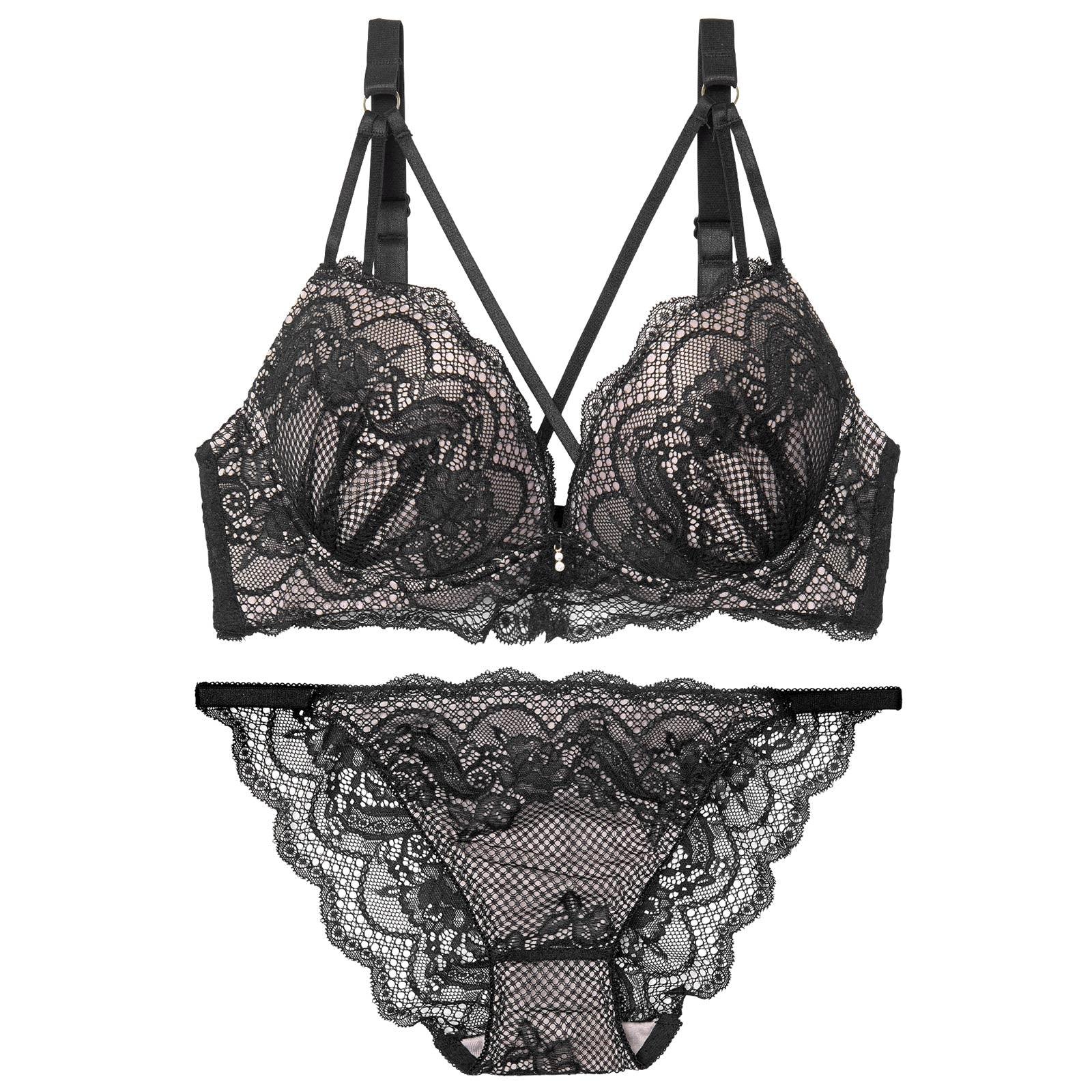 【かとゆり着用】ロマンティックスカラップコードブラジャー&バック透けフルバックショーツ - 【公式】247Lingerie