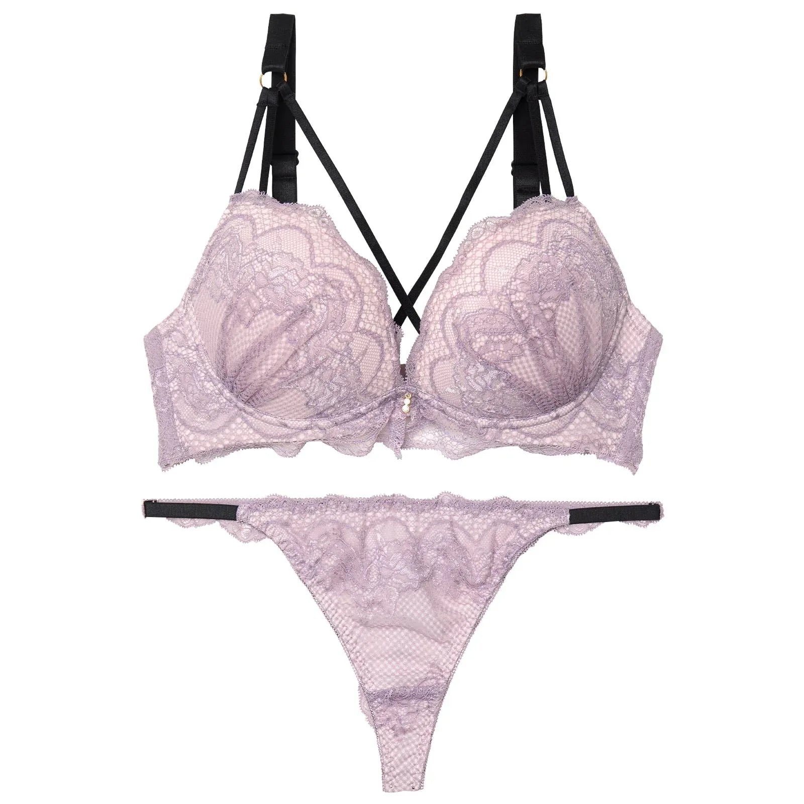 【かとゆり着用】ロマンティックスカラップコードブラジャー&バック透けTバックショーツ - 【公式】247Lingerie