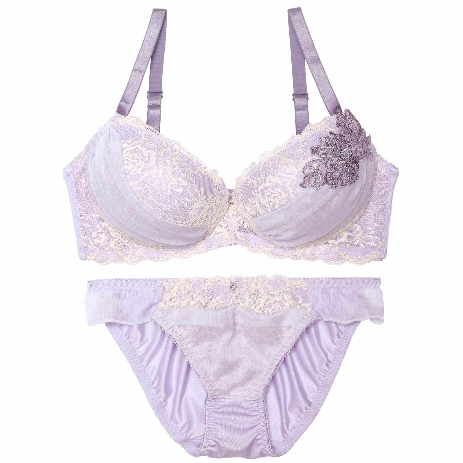 【三上悠亜着用】【EFサイズ】ボタニカルチュールレーシィブラジャー&フルバックショーツ