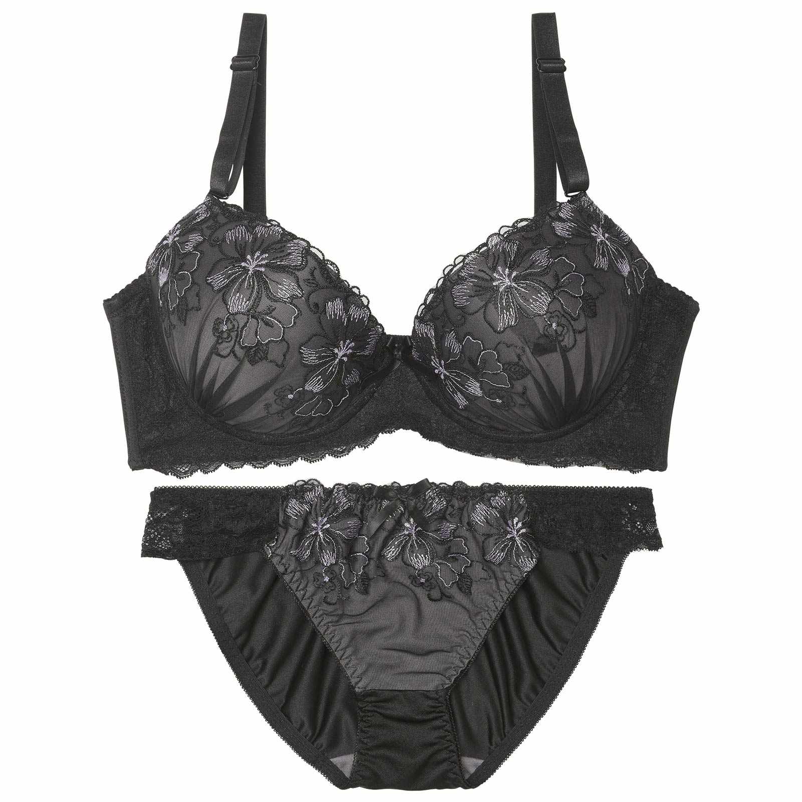 【三上悠亜着用】【EFサイズ】 リュミエールブロッサム育乳脇高ブラジャー&フルバックショーツ