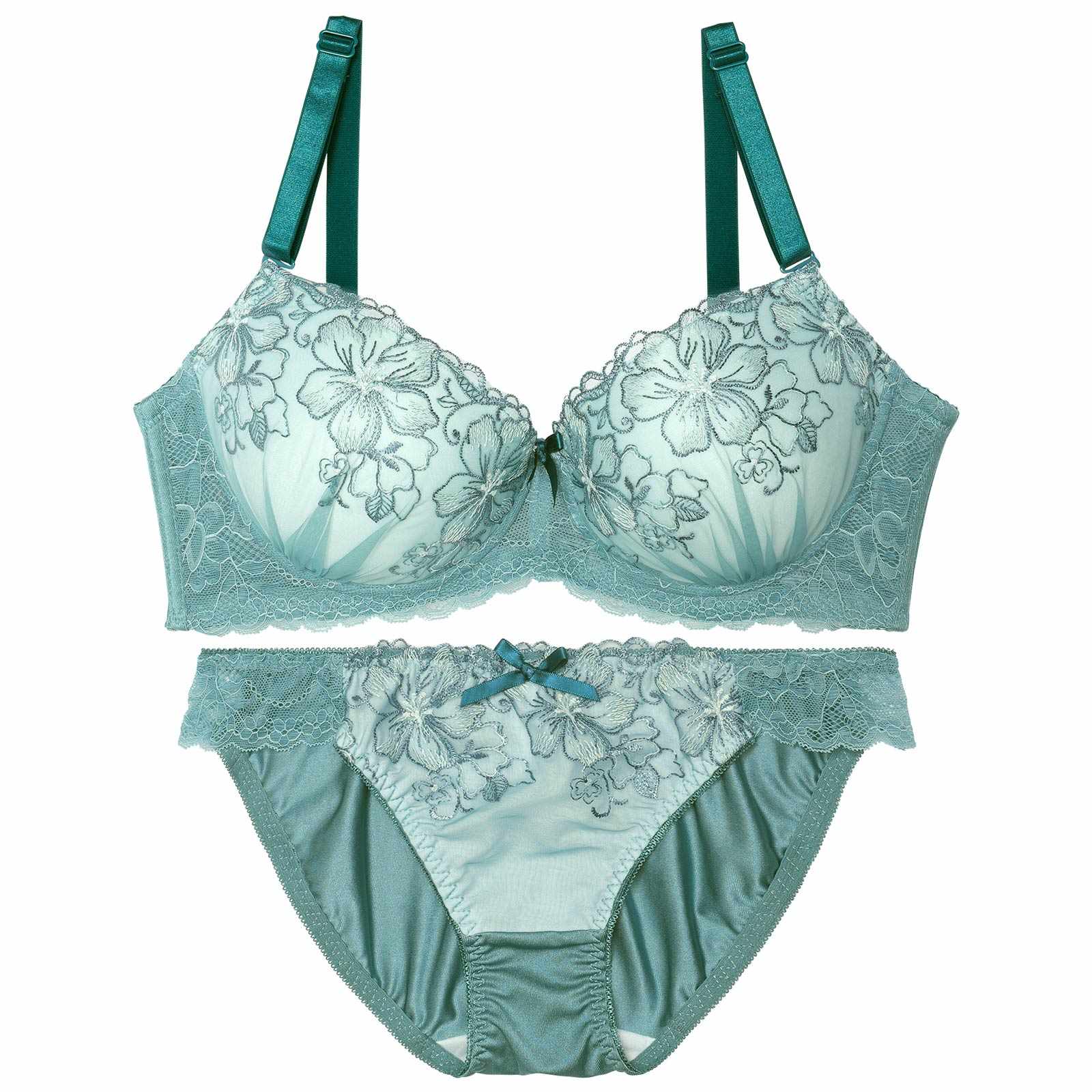 【三上悠亜着用】【EFサイズ】 リュミエールブロッサム育乳脇高ブラジャー&フルバックショーツ