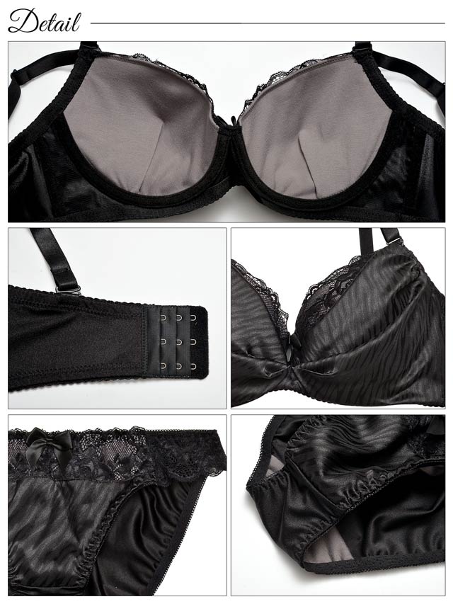11/11再販!【EFサイズ】ルミナスゼブラサテンブラジャー&フルバックショーツ