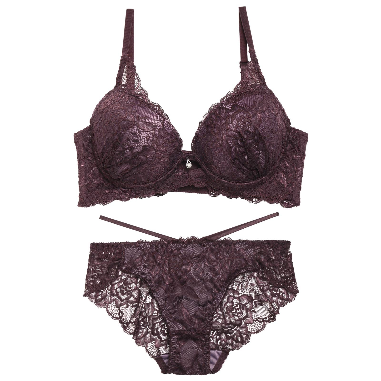 1/17再販!【GHサイズ】オールレースカットストリング育乳脇高ブラジャー&バック透けフルバックショーツ - 【公式】247Lingerie