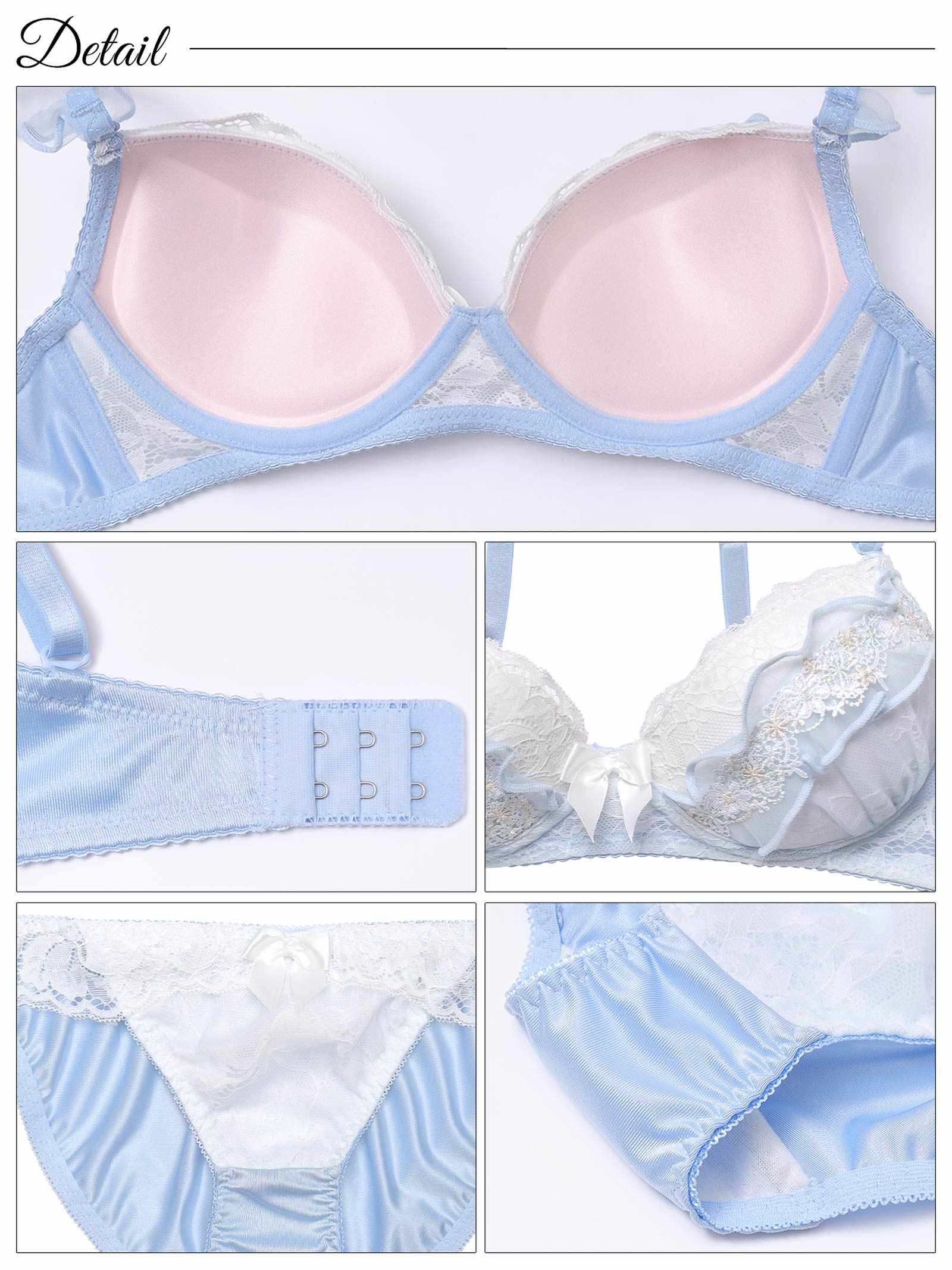 2/5新作!【ノンワイヤー】キューティフルーレットフリルブラジャー&フルバックショーツ