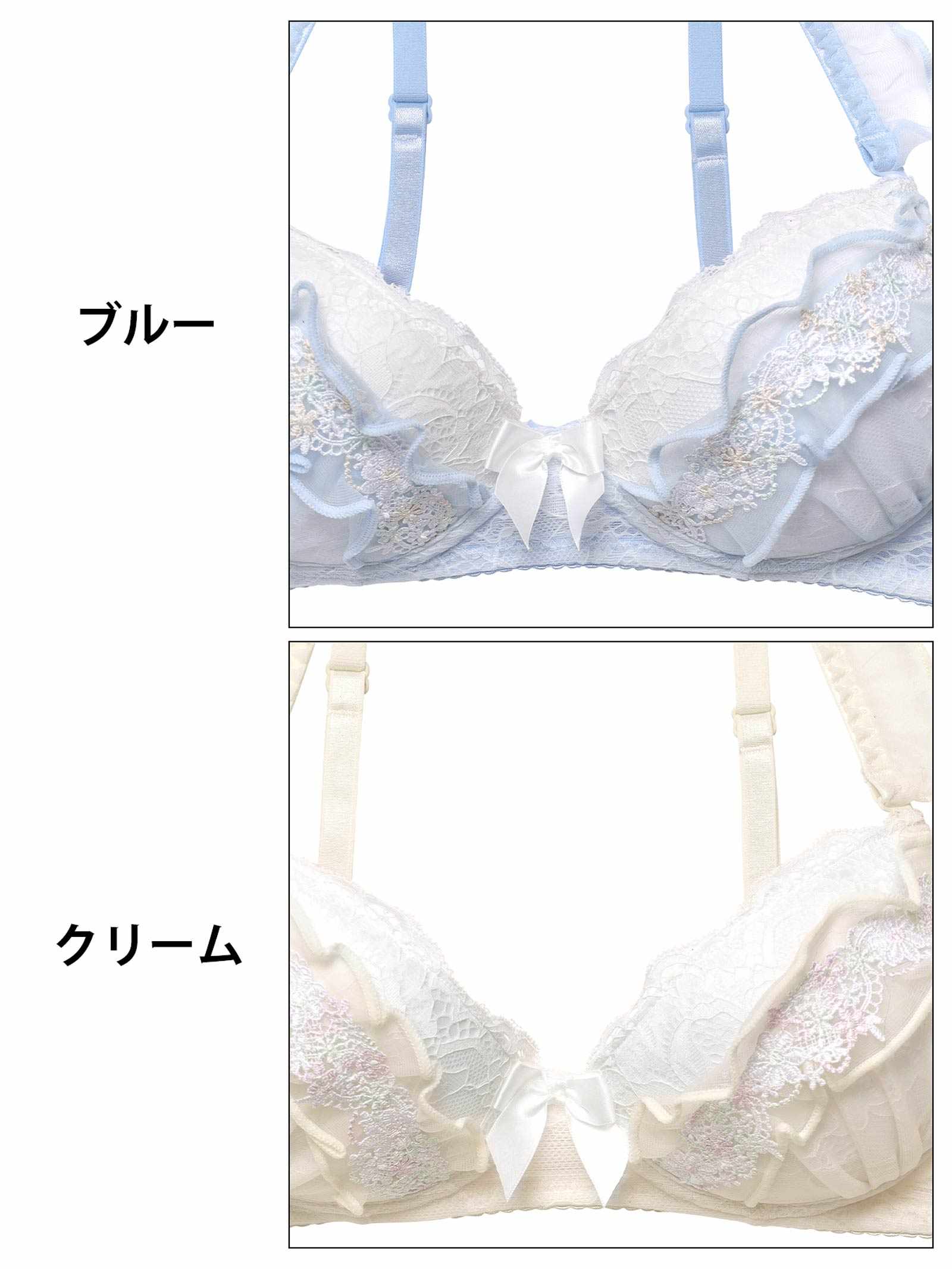 2/5新作!【ノンワイヤー】キューティフルーレットフリルブラジャー&フルバックショーツ