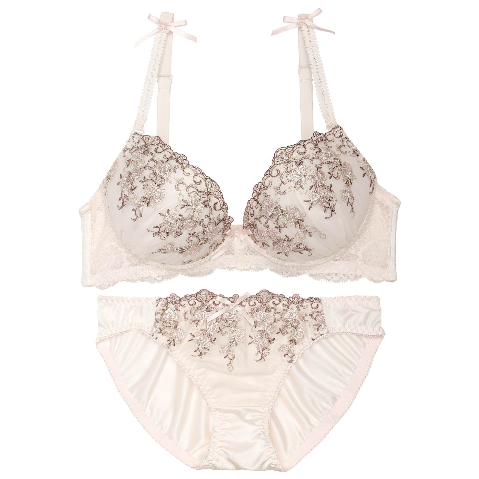 ペールアイビーローズブラジャー&フルバックショーツ