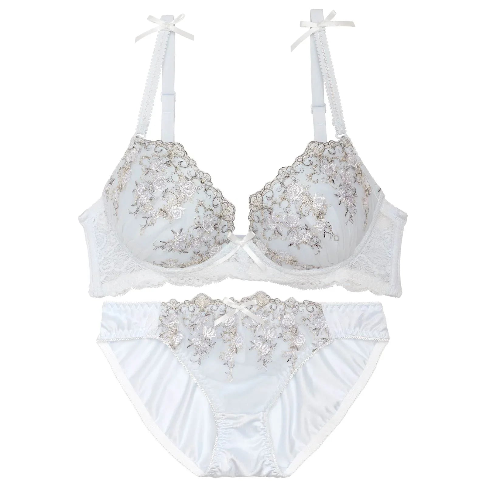 ペールアイビーローズブラジャー&フルバックショーツ - 【公式】247Lingerie