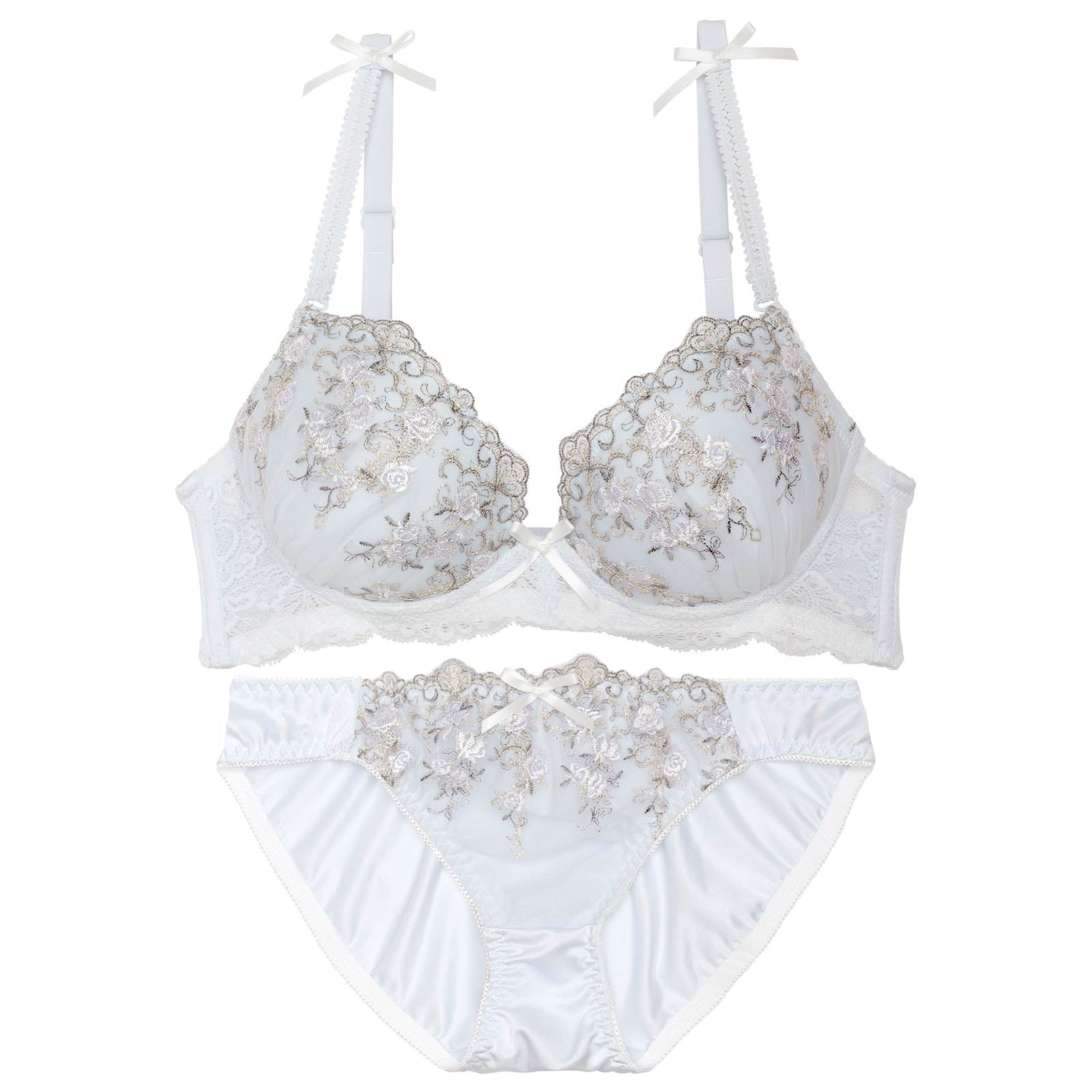 ペールアイビーローズブラジャー&フルバックショーツ