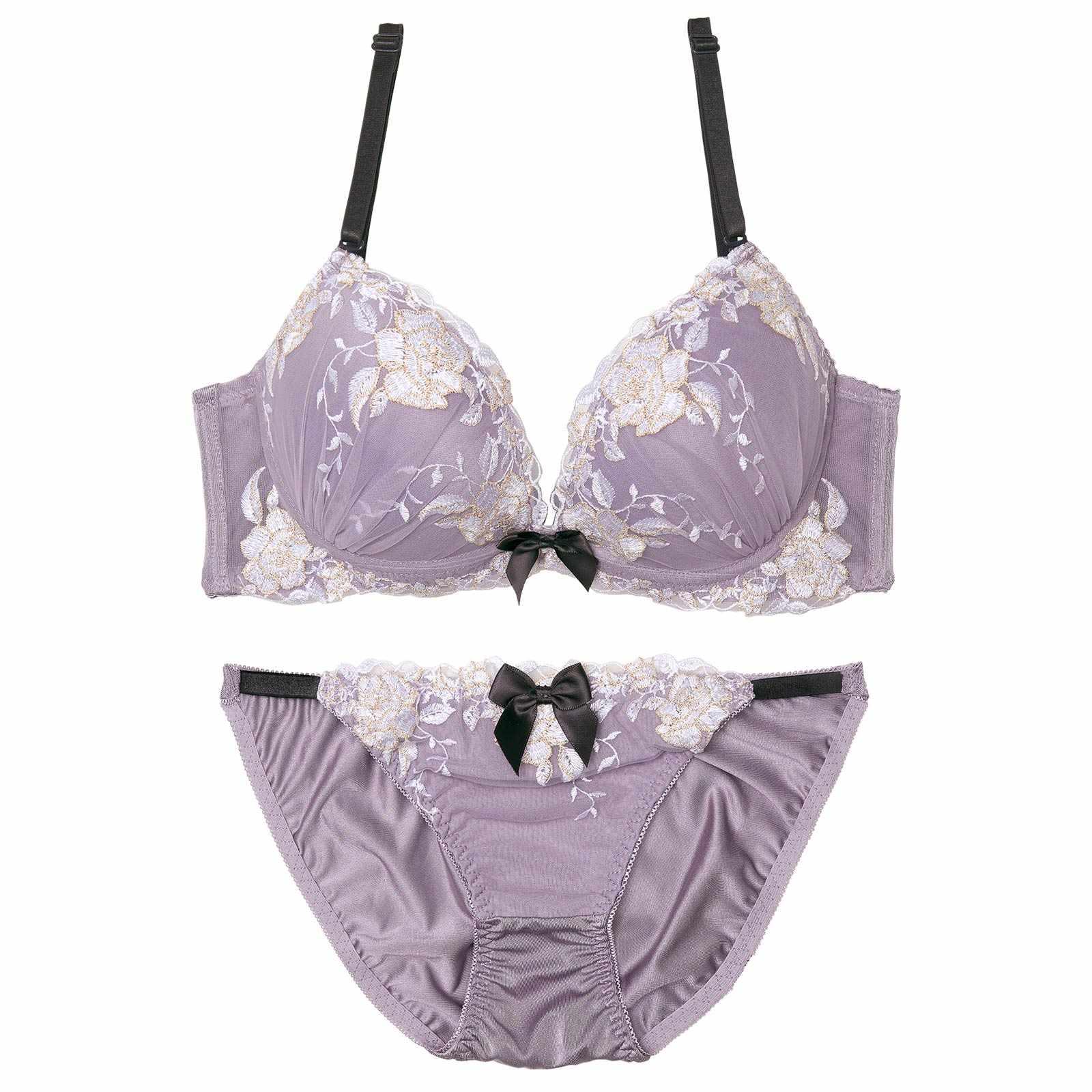 【かとゆり着用】ノーブルパステルローズ育乳脇高ブラジャー&フルバックショーツ - 【公式】247Lingerie