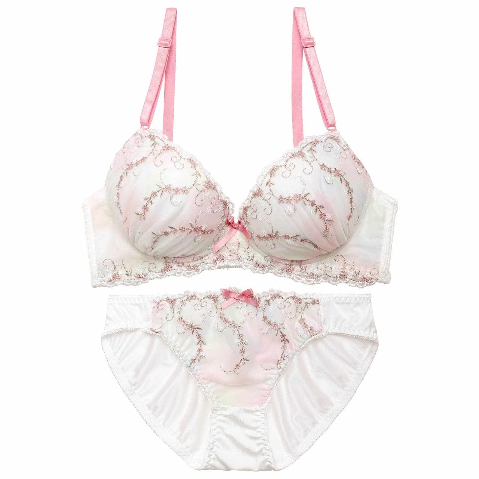 グラデーションシャイニーフルールブラジャー&フルバックショーツ - 【公式】247Lingerie