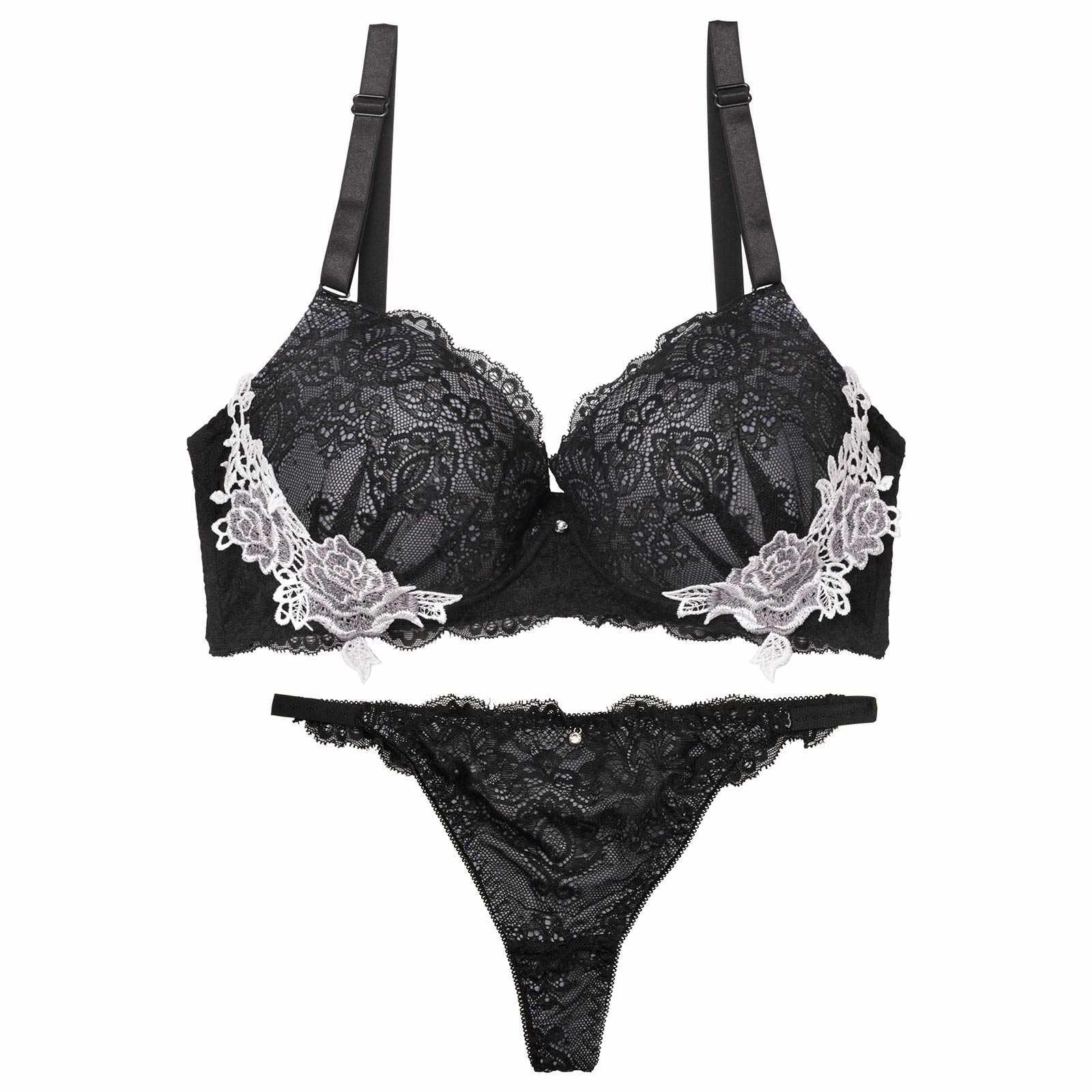 【三上悠亜着用】【EFサイズ】レーシィアンティークサイドローズ刺繍ブラジャー&バック透けTバックショーツ