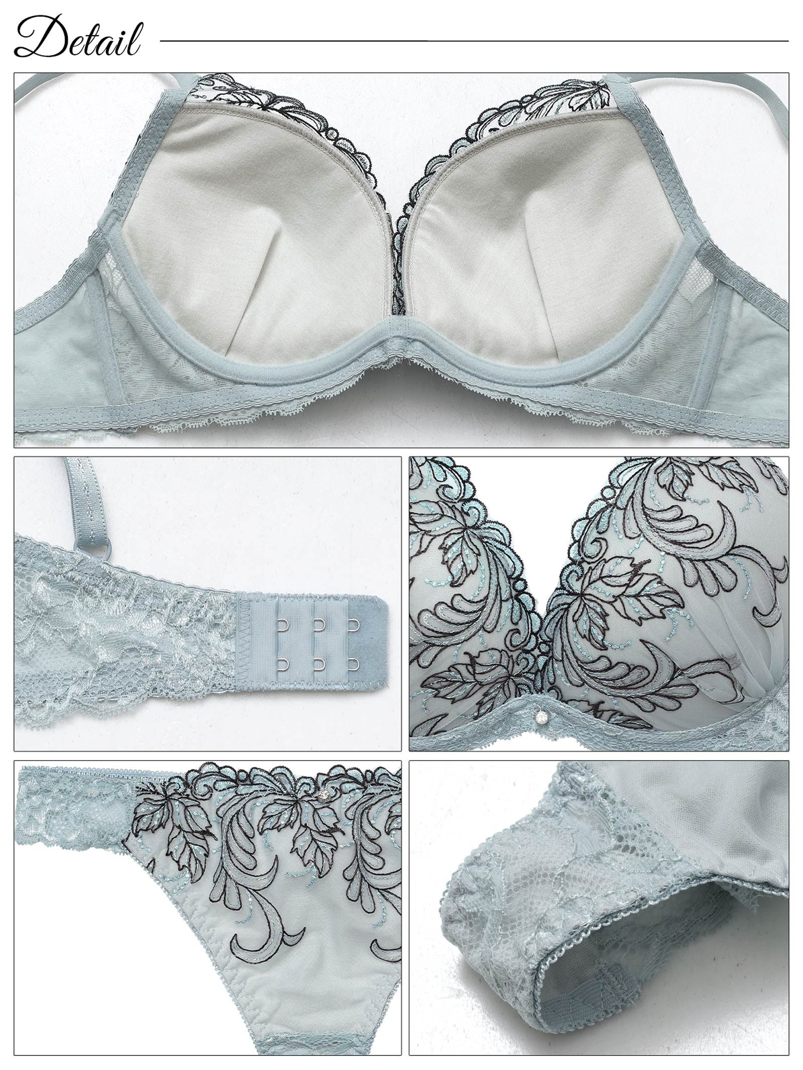 5/12新作!ボタニカルダスティーレースブラジャー&バック透けTバックショーツ