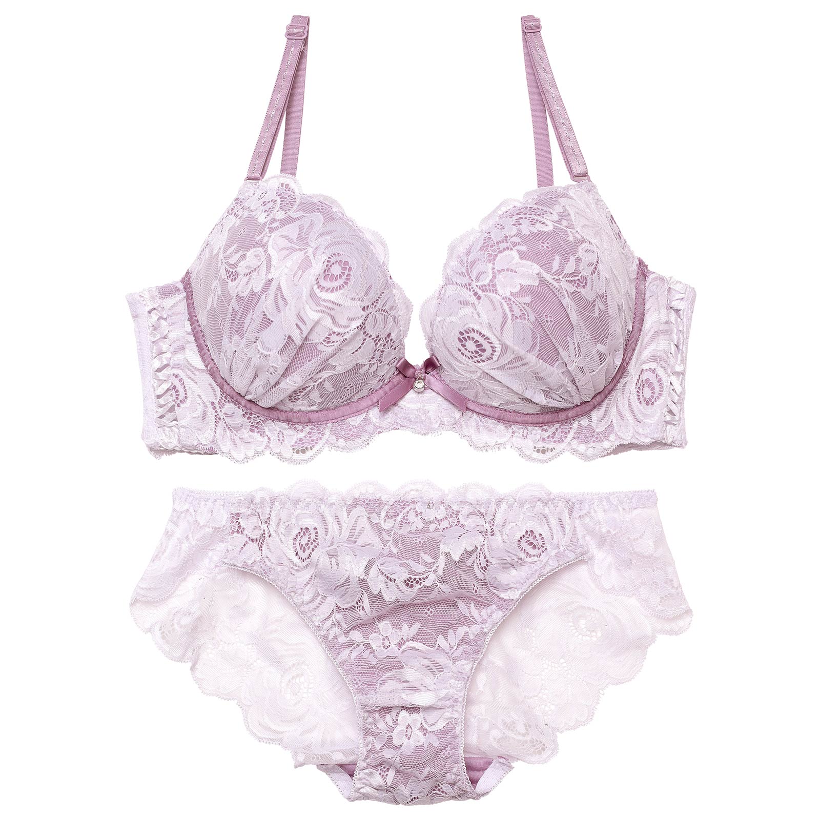 【三上悠亜着用】ミスティーローズレース育乳脇高ブラジャー&バック透けフルバックショーツ