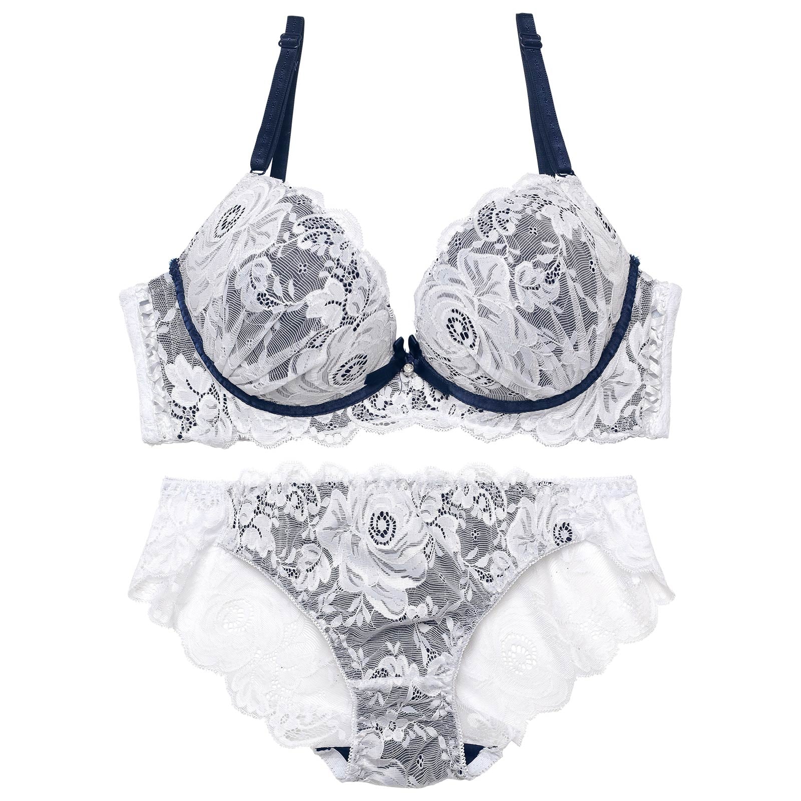 【三上悠亜着用】【EFサイズ】ミスティーローズレース育乳脇高ブラジャー&バック透けフルバックショーツ