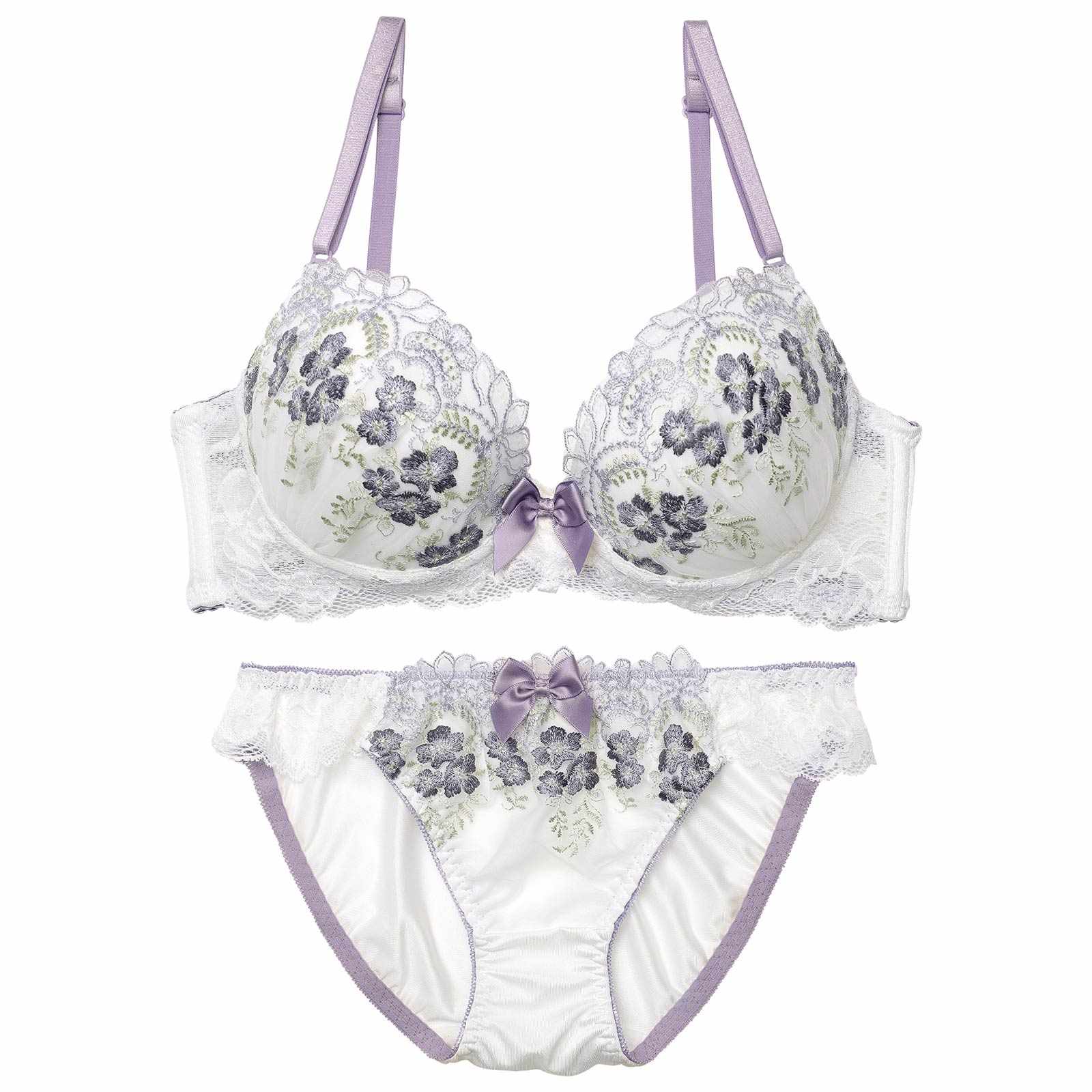 ガーリーピュアフルールブラジャー&フルバックショーツ