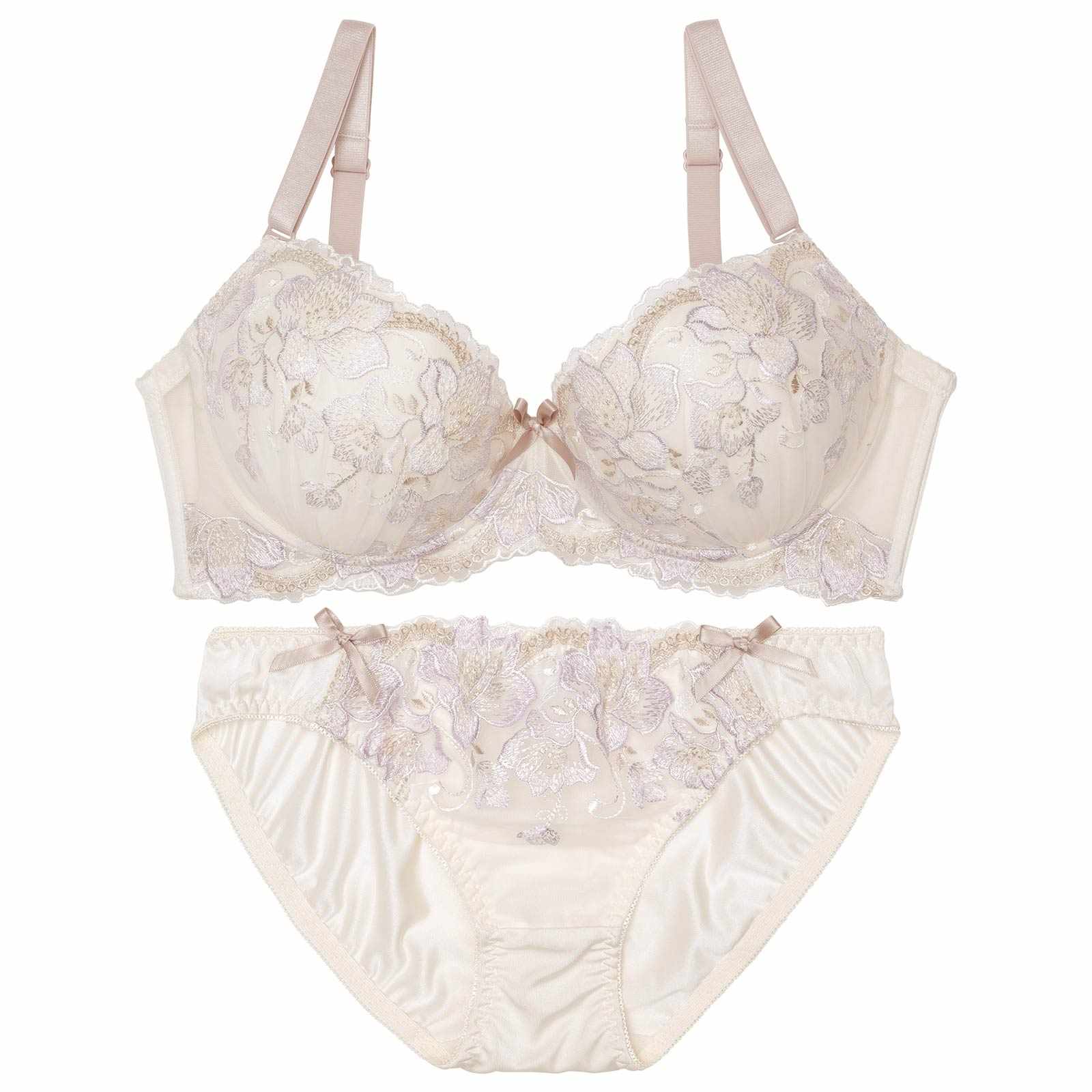 【EFサイズ】クラッシーフルブルーム育乳脇高ブラジャー&フルバックショーツ