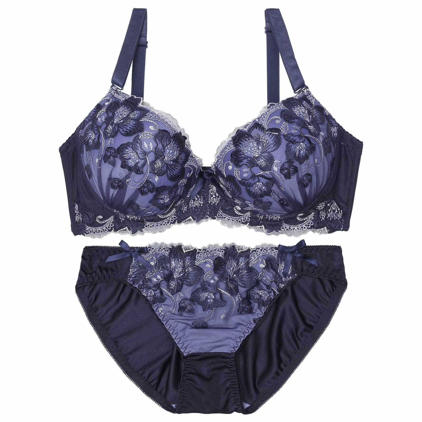 【EFサイズ】クラッシーフルブルーム育乳脇高ブラジャー&フルバックショーツ