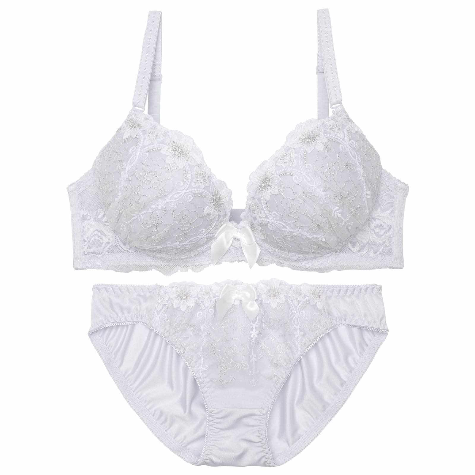 チャーミングラメフルールブラジャー&フルバックショーツ