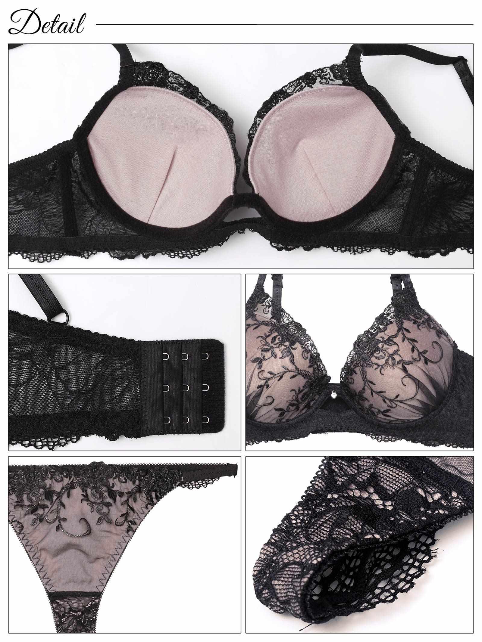 9/11再販!【三上悠亜着用】グリッターアイビーエンブロイダリー育乳脇高ブラジャー&バック透けTバックショーツ