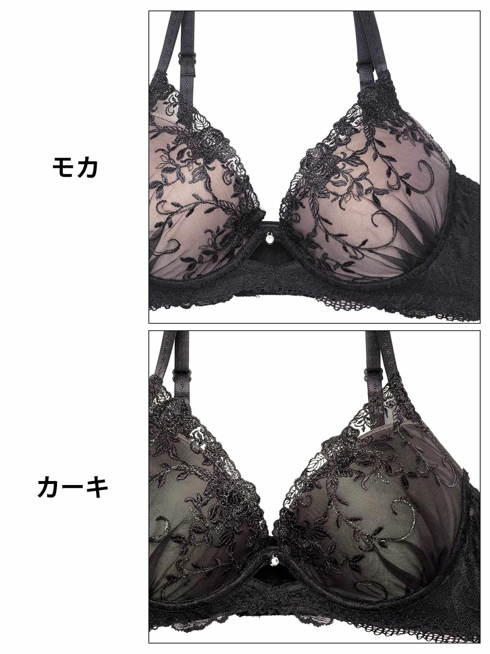 9/11再販!【三上悠亜着用】グリッターアイビーエンブロイダリー育乳脇高ブラジャー&バック透けTバックショーツ