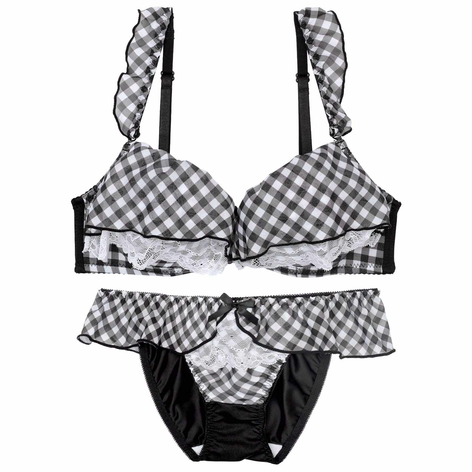 メルティギンガムフリルブラジャー&フルバックショーツ