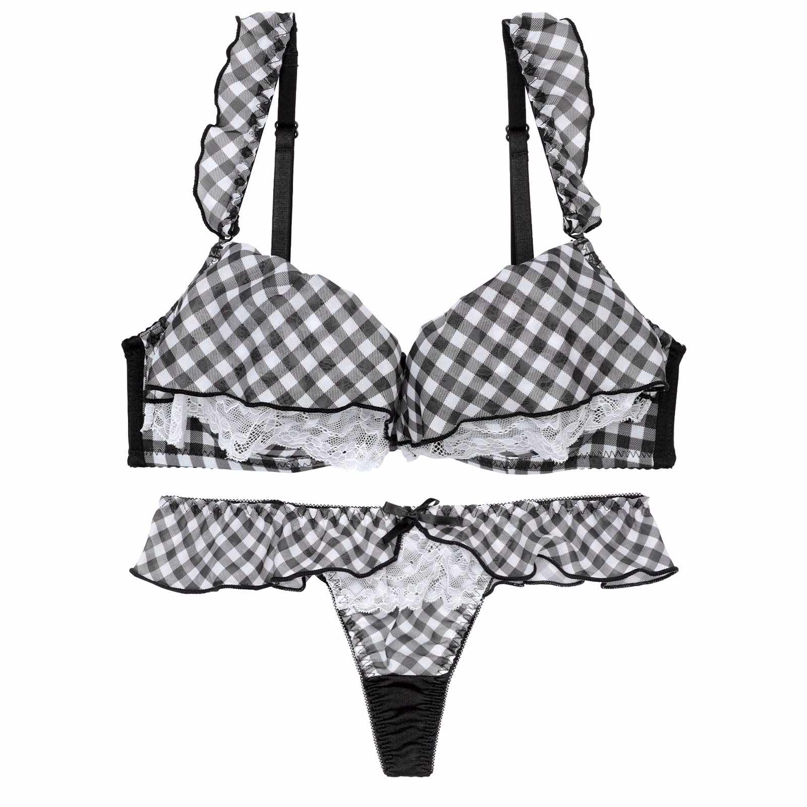 メルティギンガムフリルブラジャー&Tバックショーツ