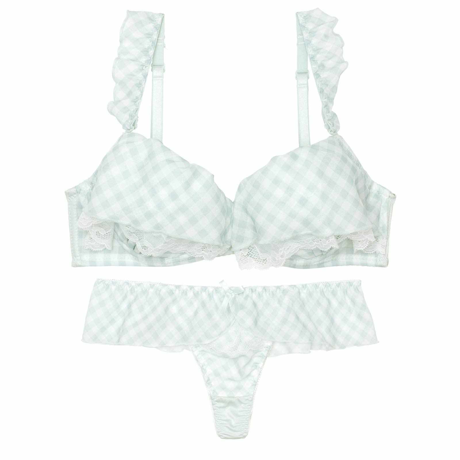 メルティギンガムフリルブラジャー&Tバックショーツ