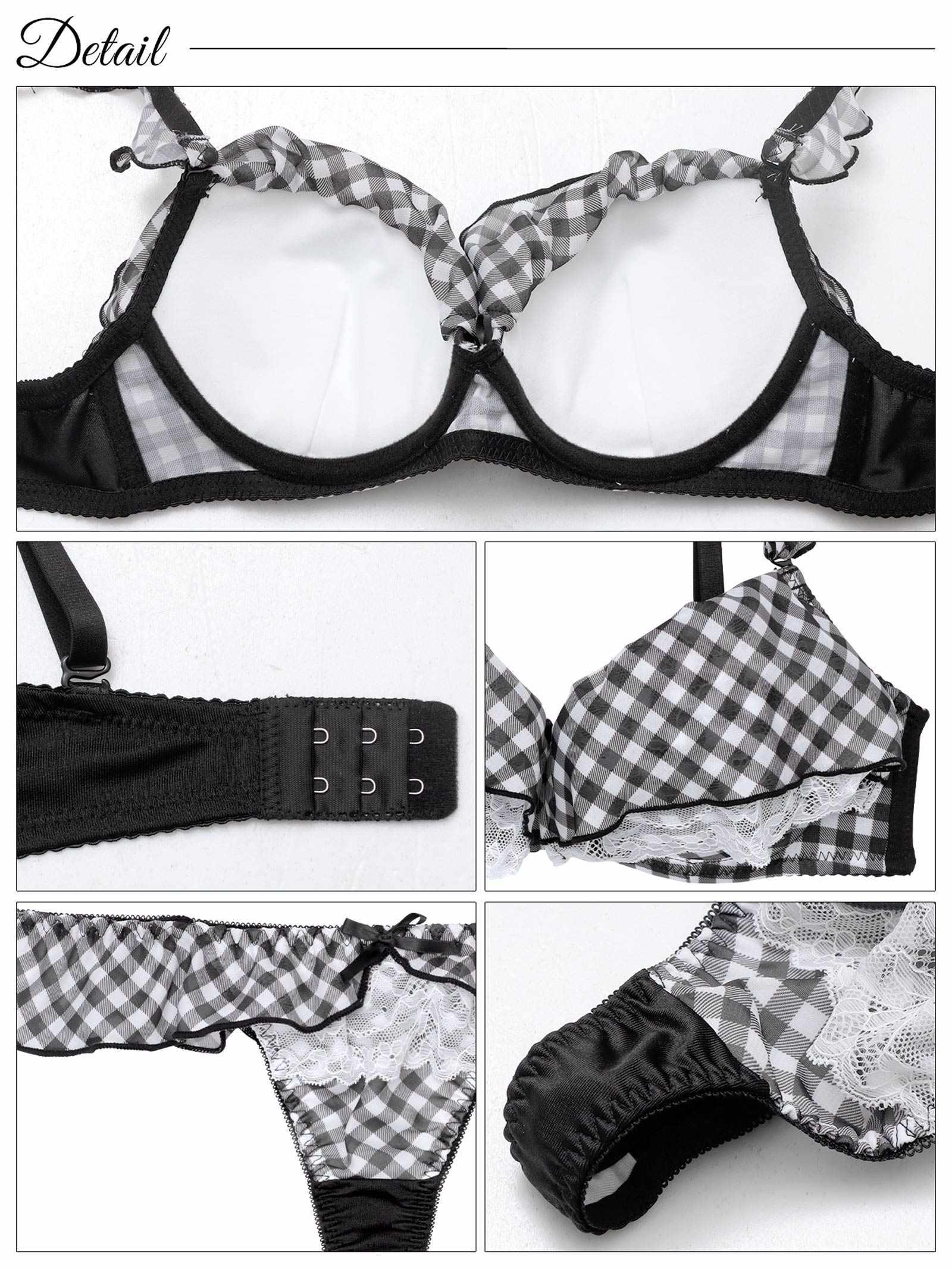 7/4新作!メルティギンガムフリルブラジャー&Tバックショーツ