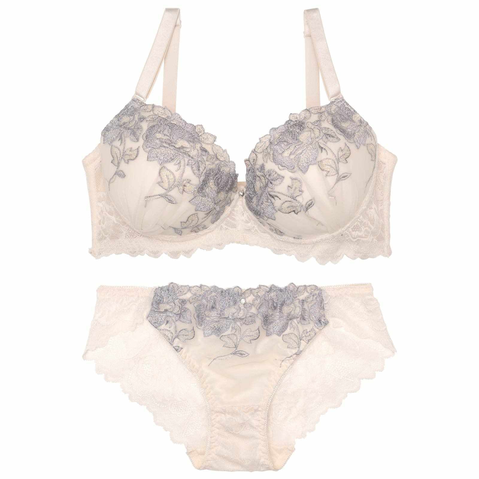 【三上悠亜着用】【EFサイズ】ノーブルビューティーローズ育乳脇高ブラジャー&バック透けフルバックショーツ