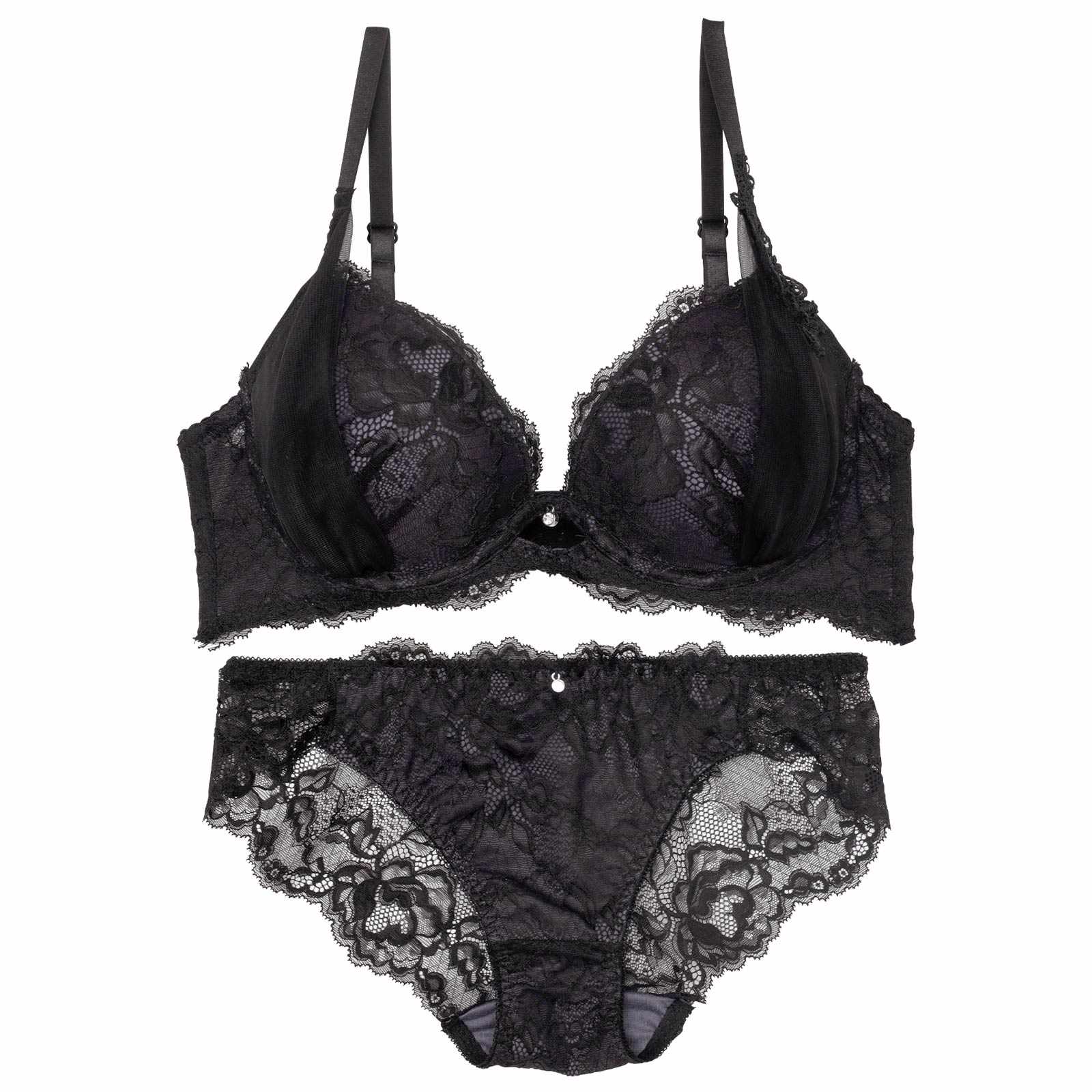 12/4再販!【かとゆり着用】シャルムチュールホールブラジャー&バック透けフルバックショーツ