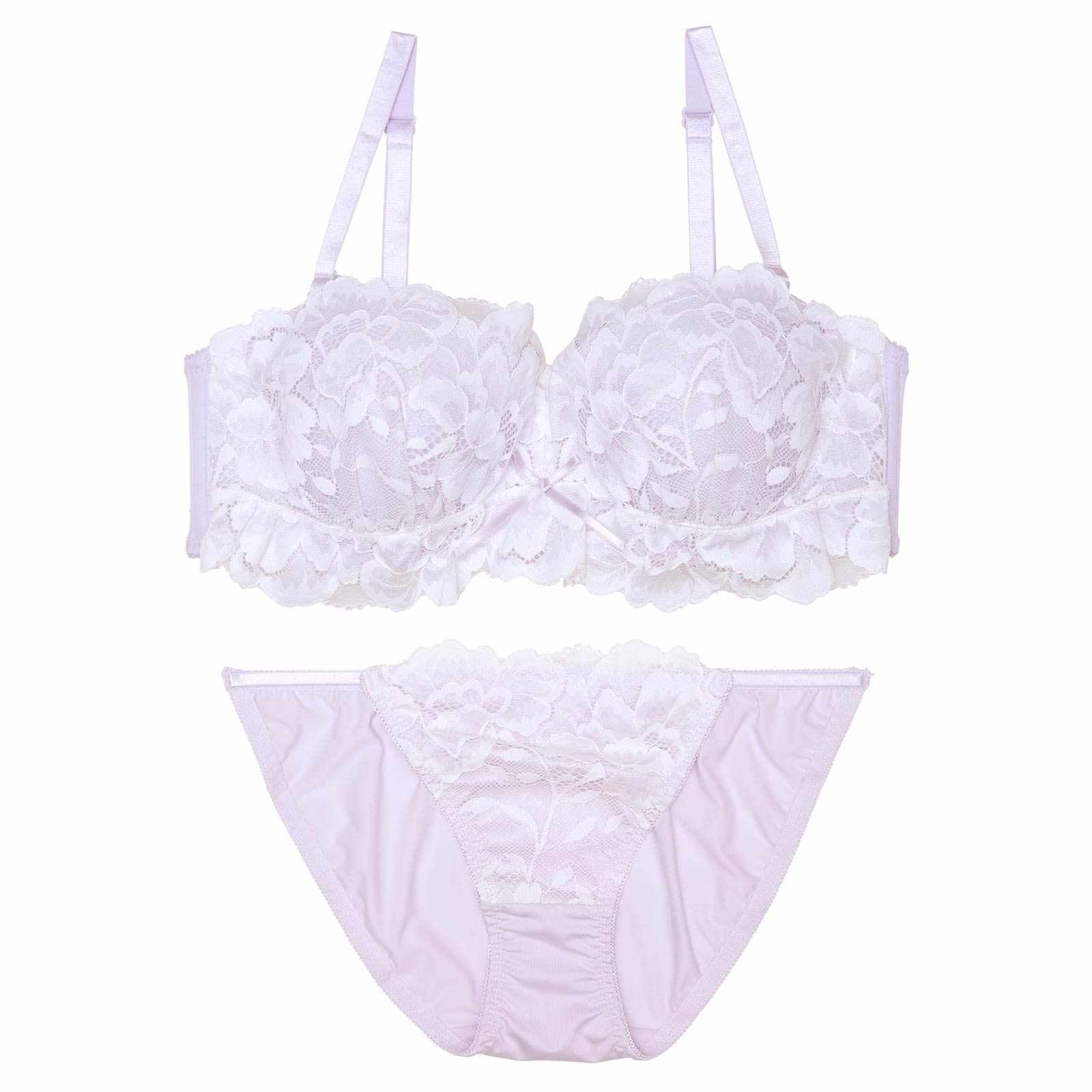 【三上悠亜着用】シュクレフリルレース育乳脇高ブラジャー&フルバックショーツ