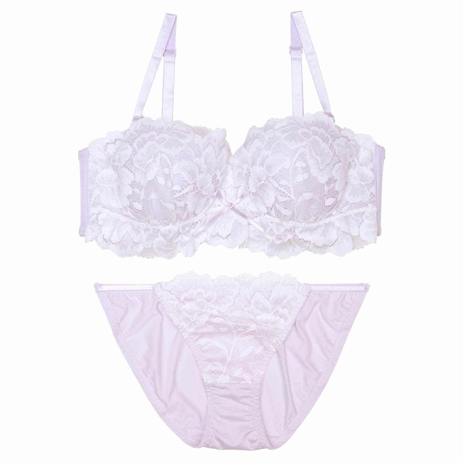 【三上悠亜着用】シュクレフリルレース育乳脇高ブラジャー&フルバックショーツ