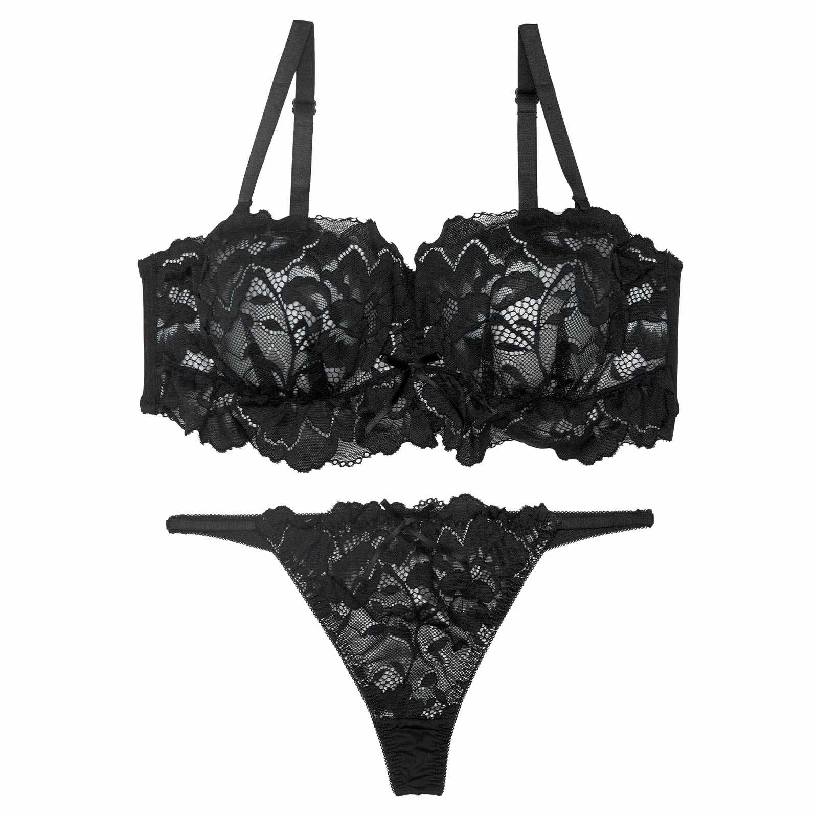 【三上悠亜着用】シュクレフリルレース育乳脇高ブラジャー&Tバックショーツ